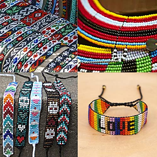 Sisitaria 001 Frame Bead Loom Kit For Beaded Bracelets Earrings Belts Making, Include 17250 Seed Beads 3Mm 18 Colors And 150 Meter Clear String, Beading Trays, Needles, With Instruction, Diy Boho Jewelry thumb #4