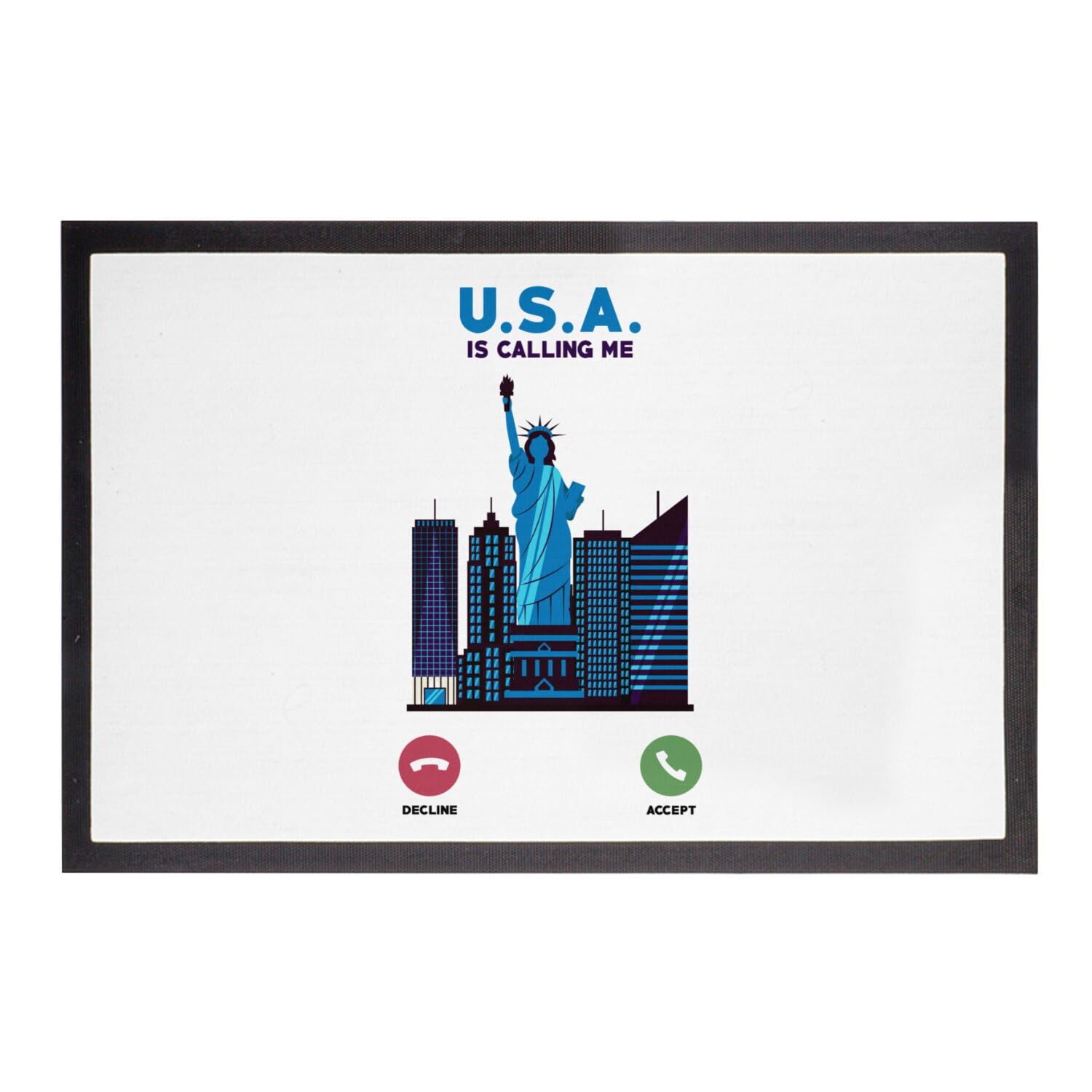 Tapis de porte New York paillasson blanc USA 75x50 cm pour entrée de maison