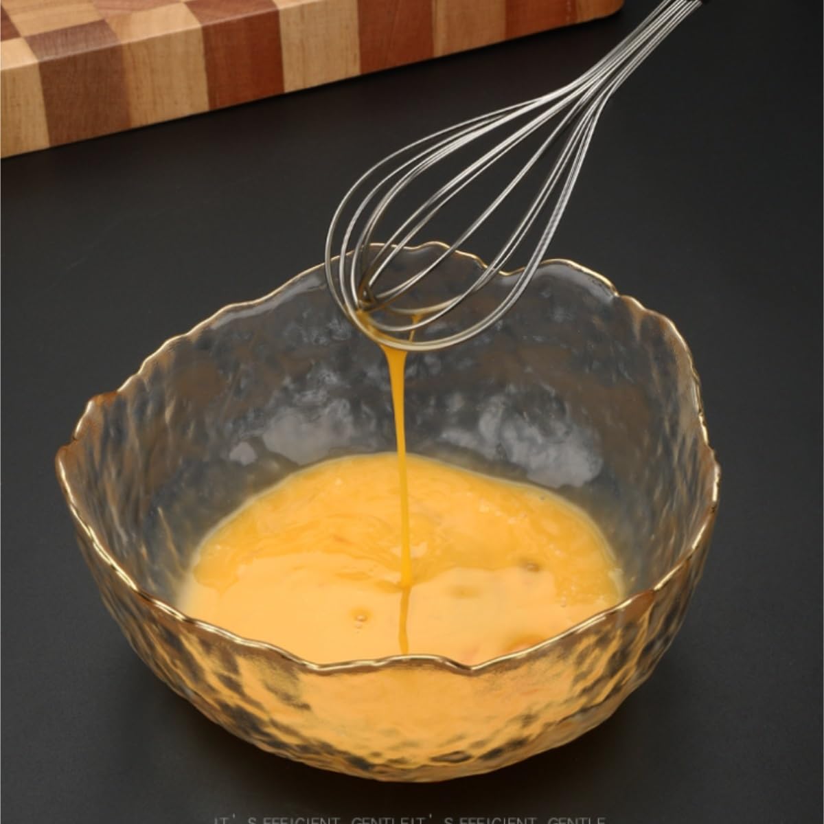 Sbattitore Uova Utensili da Cucina con Manico in Legno in Acciaio Inossidabile, Mixer Manuale for Uso Domestico, Sbattitore for Uova, Farina, Crema, Frusta Utensili Cucina(27.5x6cm)