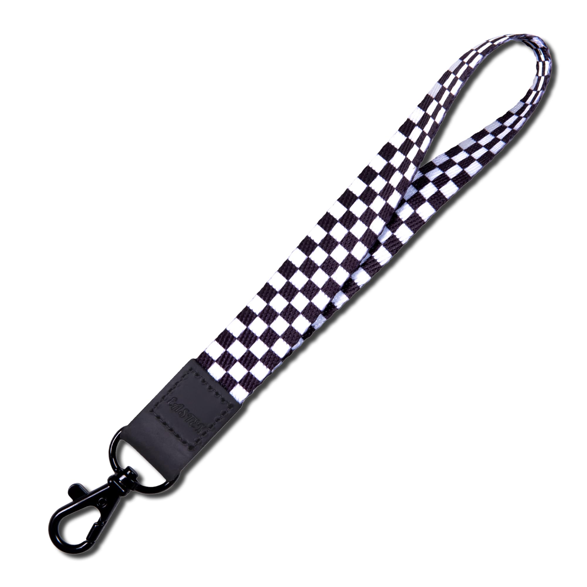 Eastex Unisex Checkered - Black & White Black And White Checkered Wrist Lanyard For Keys Key Fob Wristlet Keychain - Checker Lanyard - Phone Wrist Strap For Badge - Chess Checkerboard Keychain Wristlet Strap Wallet For Women Men Gift