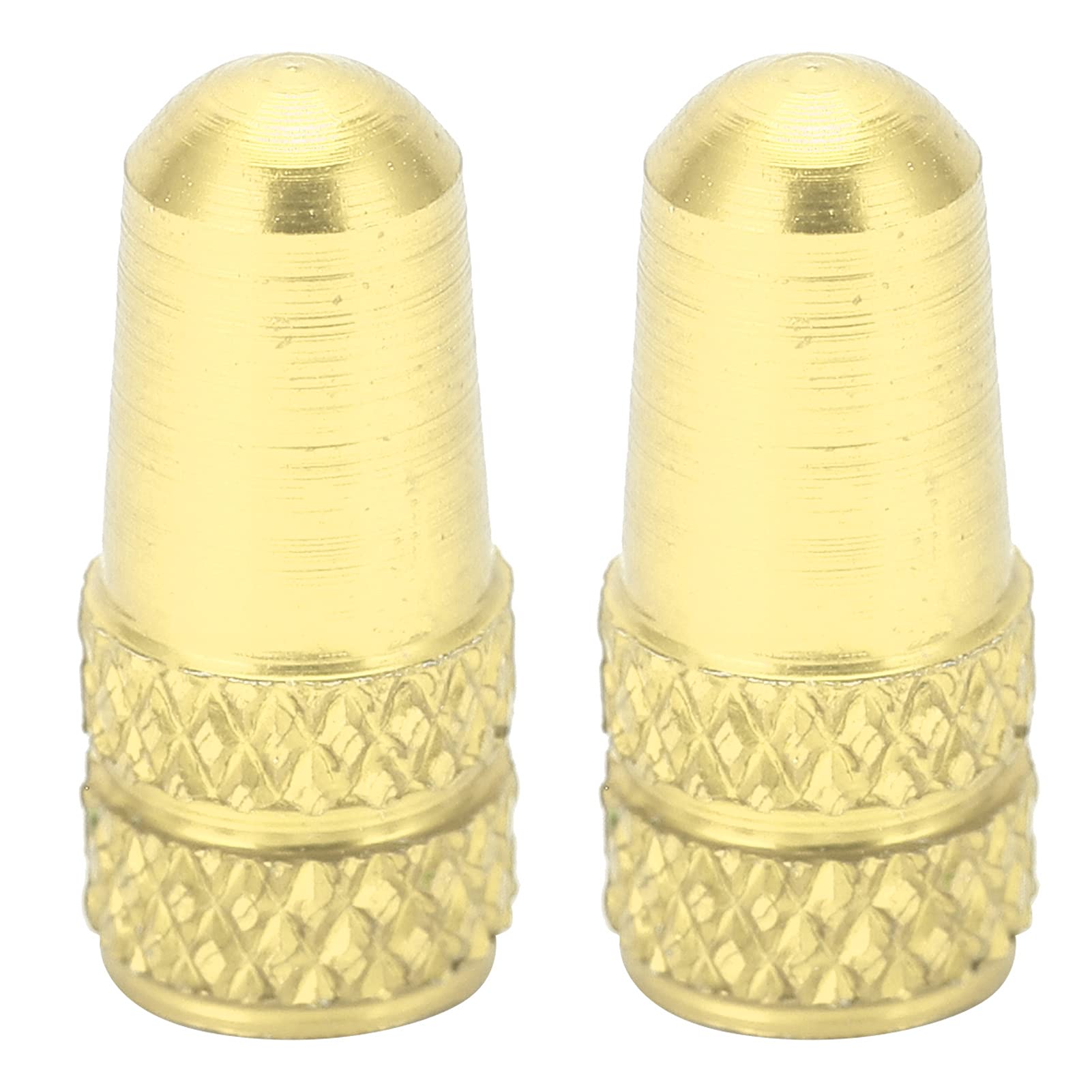 2pcs Bicycle Valve Caps, Strong Hardness Aluminium Alloy Bicycle Valve Adapter, French Valve Caps for MTB, Road Bike, Mountain Bike,Unique Shape Bicycle Tire Valve Cover (Gold)