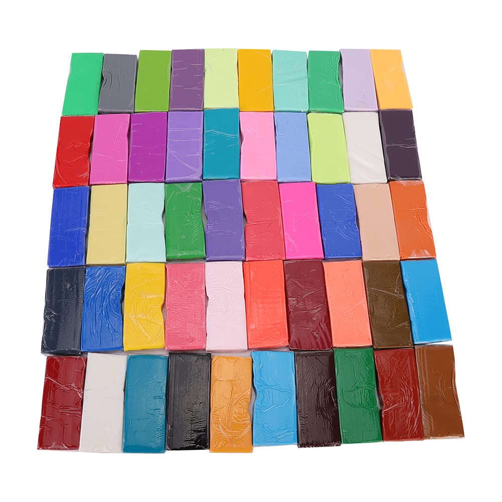 Weiches Polymer-Ton-Set, Modelliermasse für Kinder, ungiftiger farbiger Ton mit glatter Textur für DIY‑Bastelarbeiten und Skulpturen, pädagogisches Kreativspielzeug mit (50 Farben, 20 g Karton +