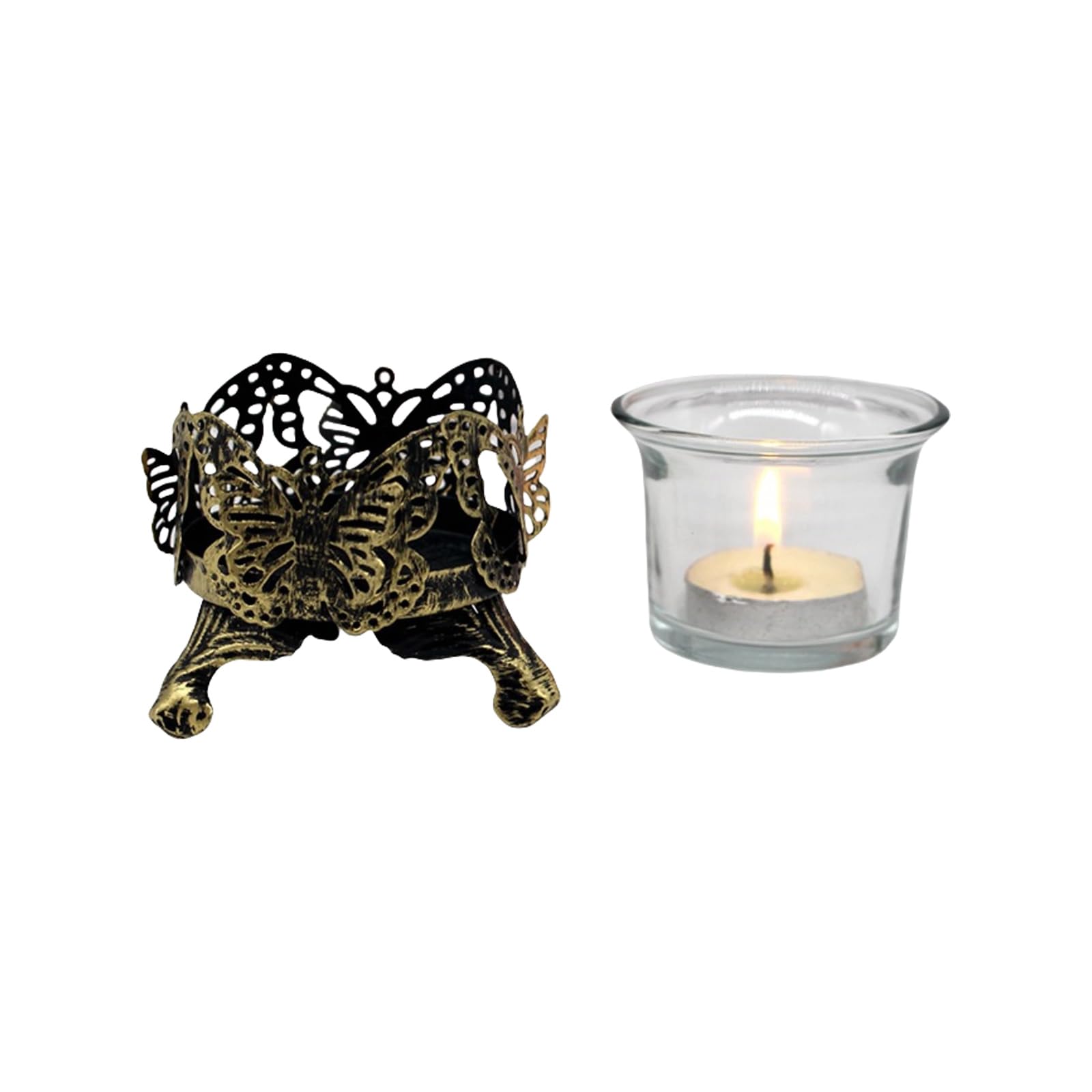 Vintage Carved Iron Votives Tealight Holder With Glass Cup For Wedding Centerpieces Home Decors Antique Styles Vintage Decorative Candlestick With Warm Glows