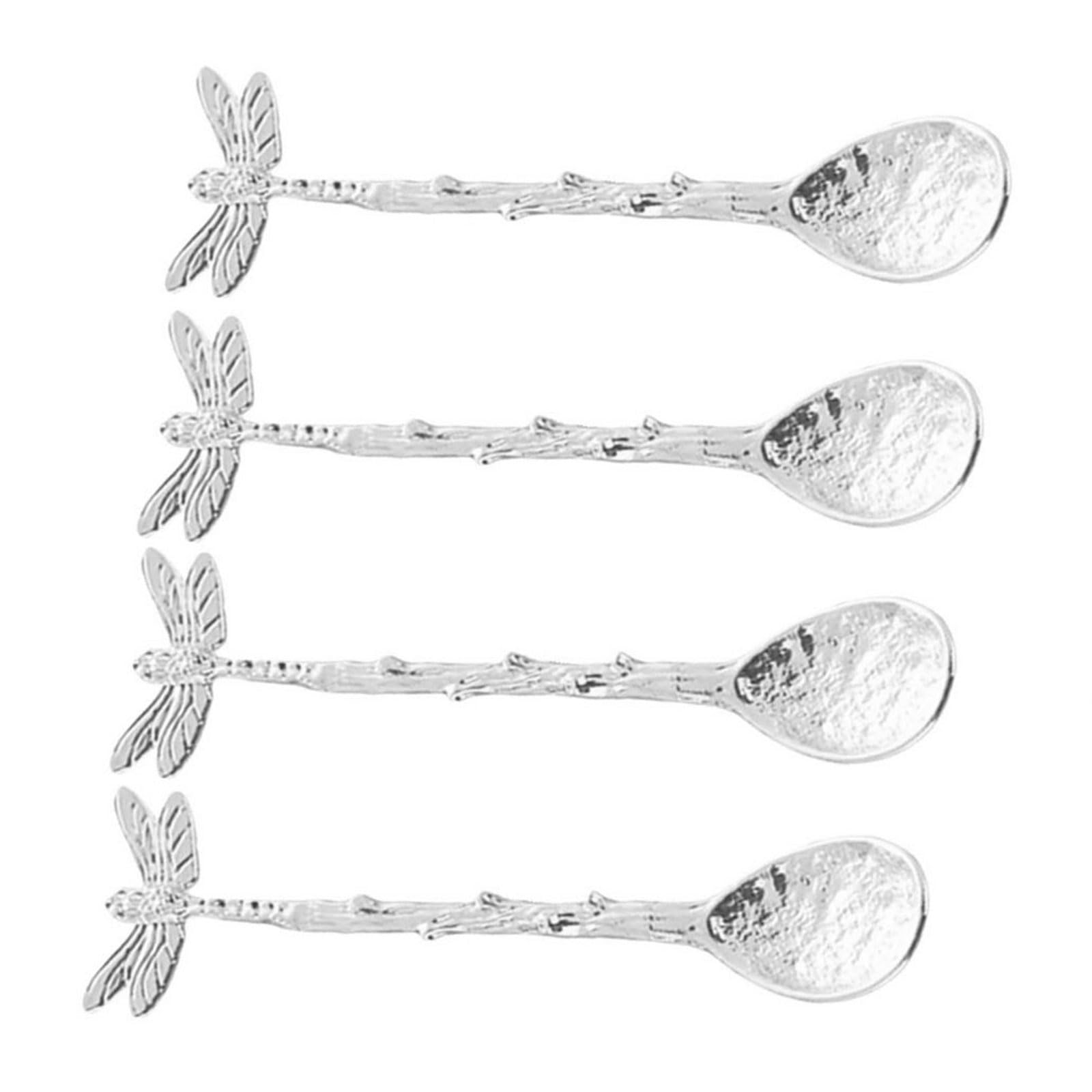 Tsophreniq Of 4 Decorative Dragonflies Teaspoons Creative Dragonflies Designs Handle Teas Spoons Kirsite Tablewares Creative Sugar Spoon
