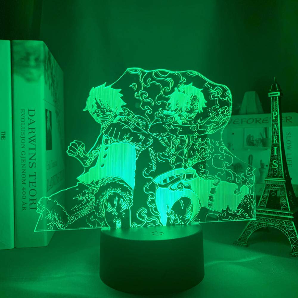 Lampada 3D LED One Piece: Rufy, Sanji, Zoro, Chopper - 7 Colori, Notturna, Ricaricabile - 3