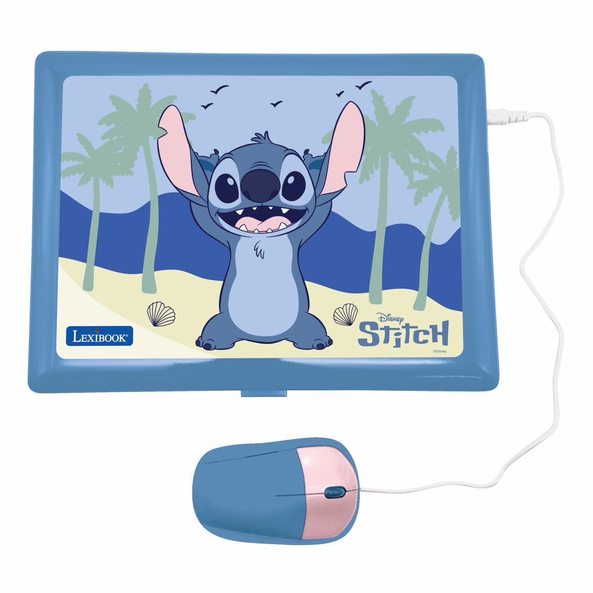 LEXIBOOK, Disney Stitch, Portátil Educativo Bilingüe, Español e Inglés, 164 Actividades, Matemáticas, Juegos de Lógica, Modo Música, Gran Pantalla LCD, Diseño Disney Stitch, Rosa/Azul, JC601Di2