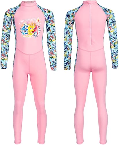 Miniatura 5 de Traje de baño de cuerpo completo de una pieza de manga larga para niños, traje de baño de protección solar para niños y niñas