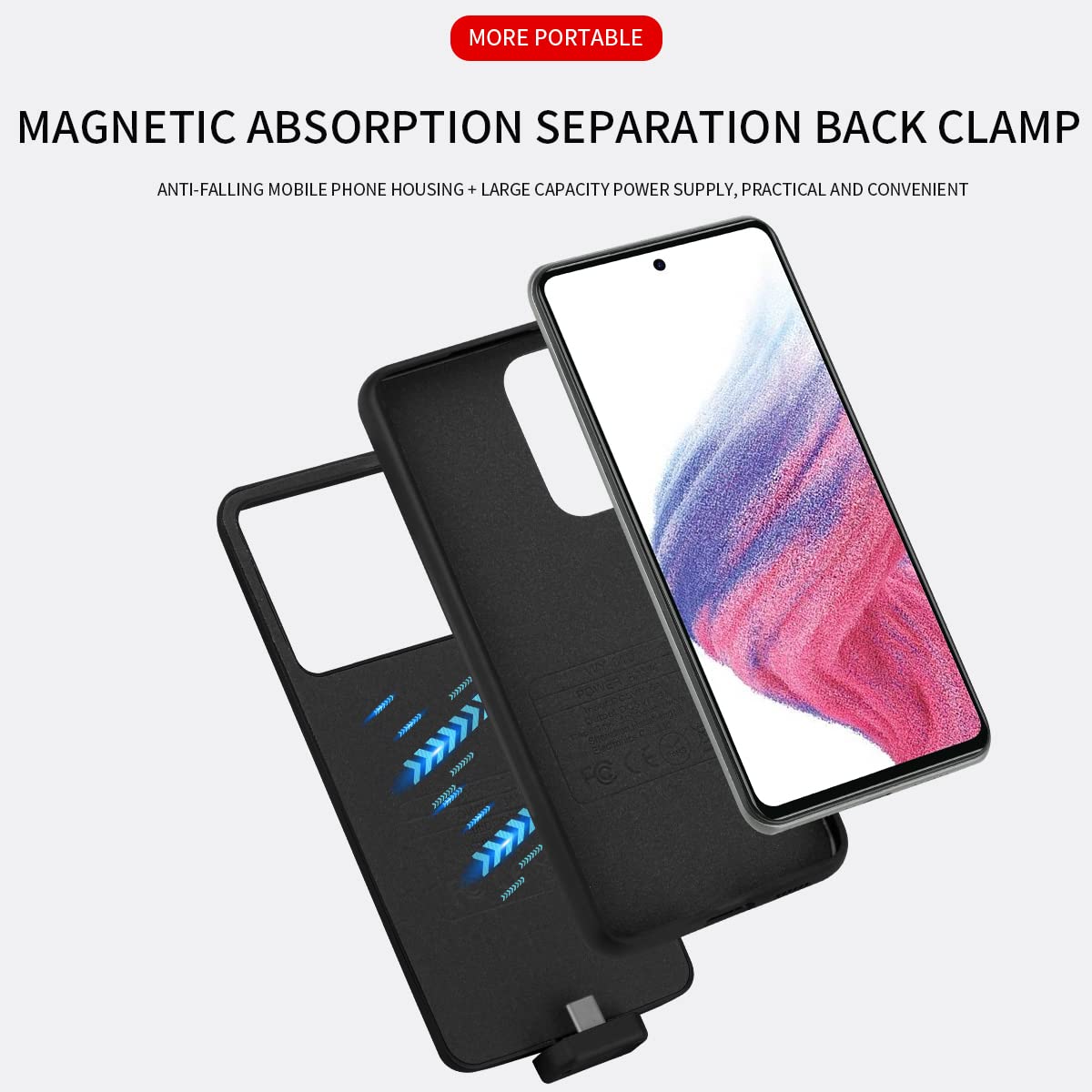 A53 Custodia Batteria per Samsung Galaxy A53 5g, 5000mAh Backup Power Bank Batteria Esterna per Galaxy A53 Custodia di Ricarica Portatile Caricatore con A53 5g Protezione Dello Schermo Fotocamera