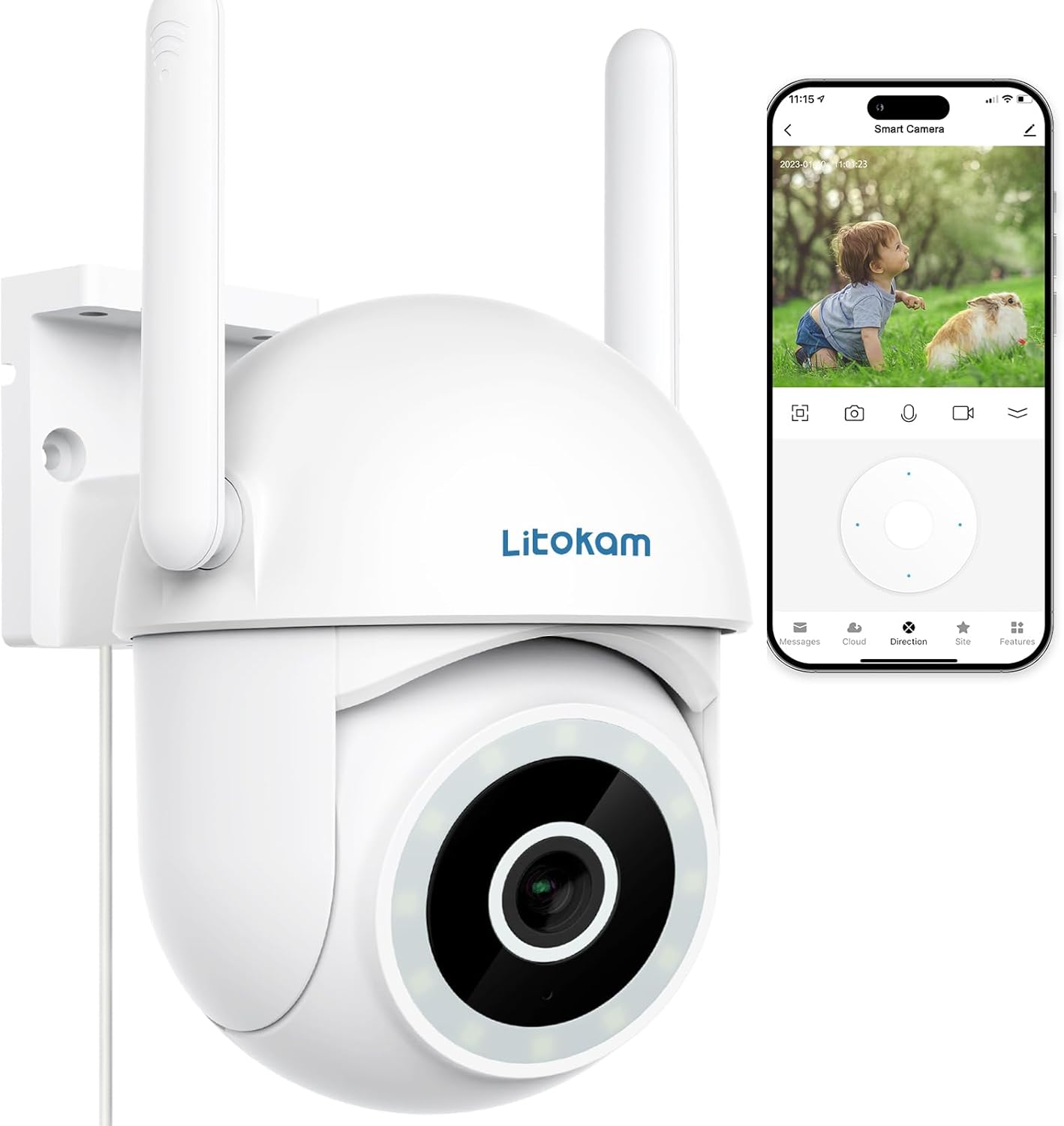 Little elf Outdoor Security Camera, 4MP Camera Surveillance Exterieur