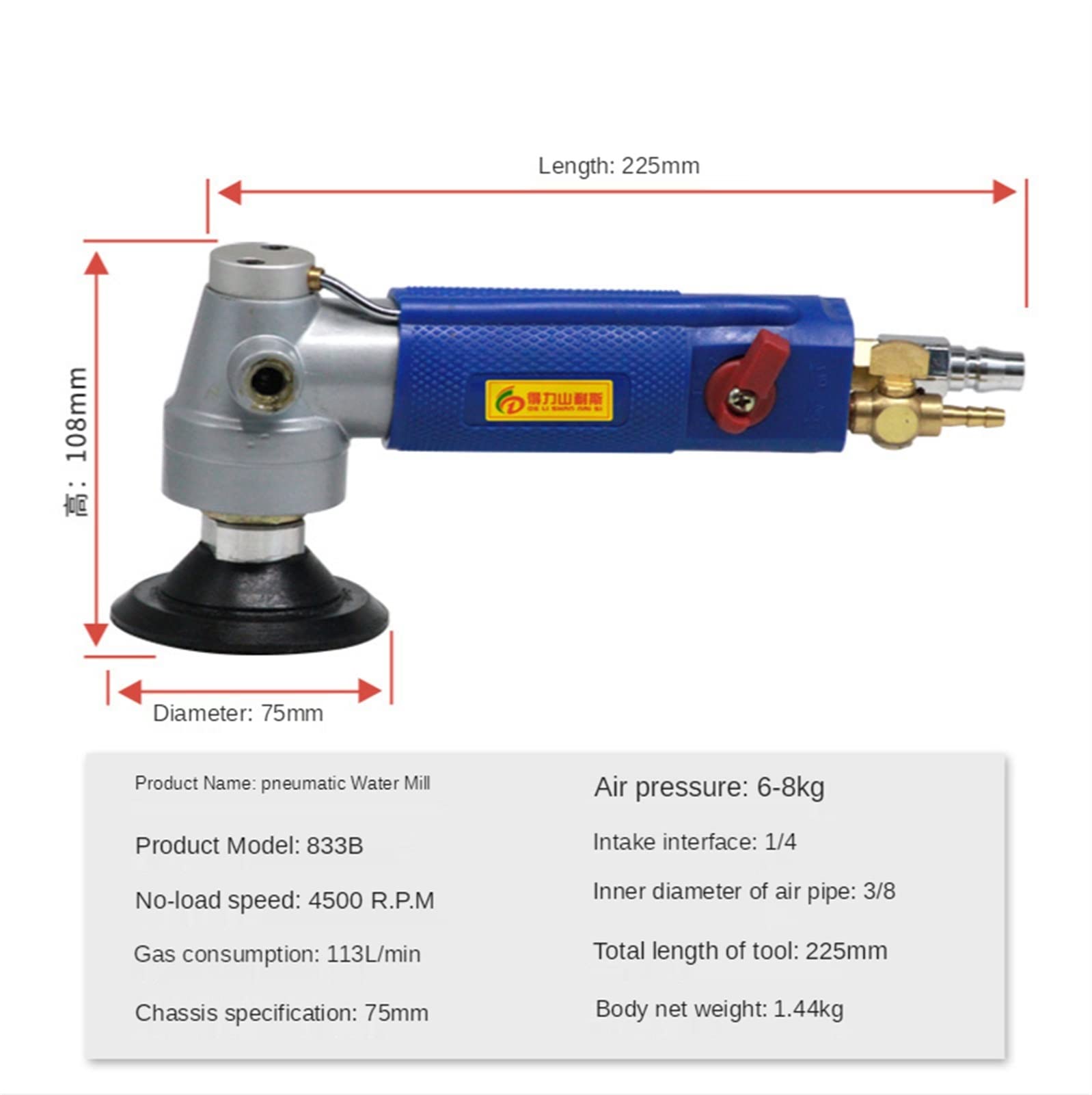 Pulidor Húmedo, Máquina de herramientas pulidor húmedo fábrica agua húmeda lijado neumático 3 '' pulgadas for el pulido piedra granito cuarzo mármol