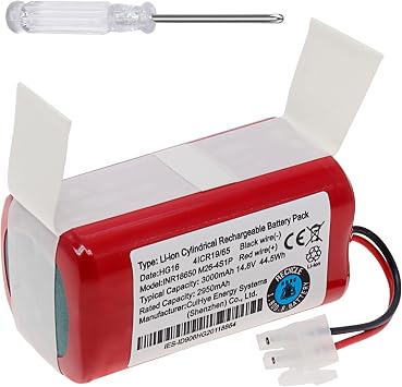 Replacement Battery for ILIFE A4 A4S A6 A9 A10 V3x V7 V7s Robotic Vacuum | Compatible with ILIFE V7s Pro,W400,W400s,W450 INR186504S1P Robotic Vacuum Cleaners,3000mAh 14.8V Lithium-ion battery