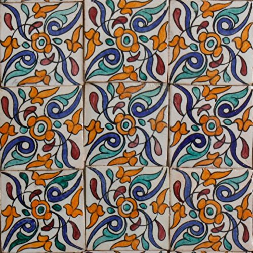 Casa Moro | Safaa Carrelage en céramique peinte à la main 10 x 10 cm | FL7100