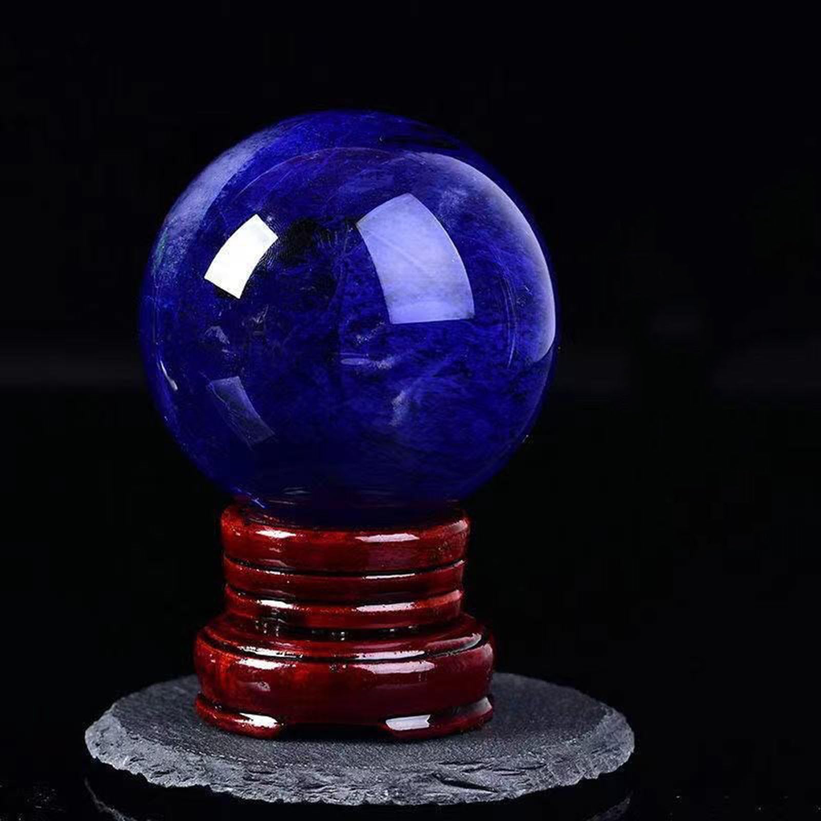 Crystal Ball Blue Melting Quartz with Stand Ornaments Stone Polished Photography Display Sphere Desktop Decoration,16cm/6.3in