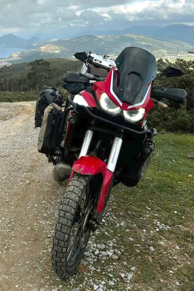 avdb-moto Szyba/Deflektor wiatru kompatybilny z HONDA CRF 1100 AFRICA TWIN 2020-2023, AFRICA TWIN 1100 ADVENTURE SPORTS 2020-2023 Z poliwęglanu (Czarny Podwójna krzywizna)