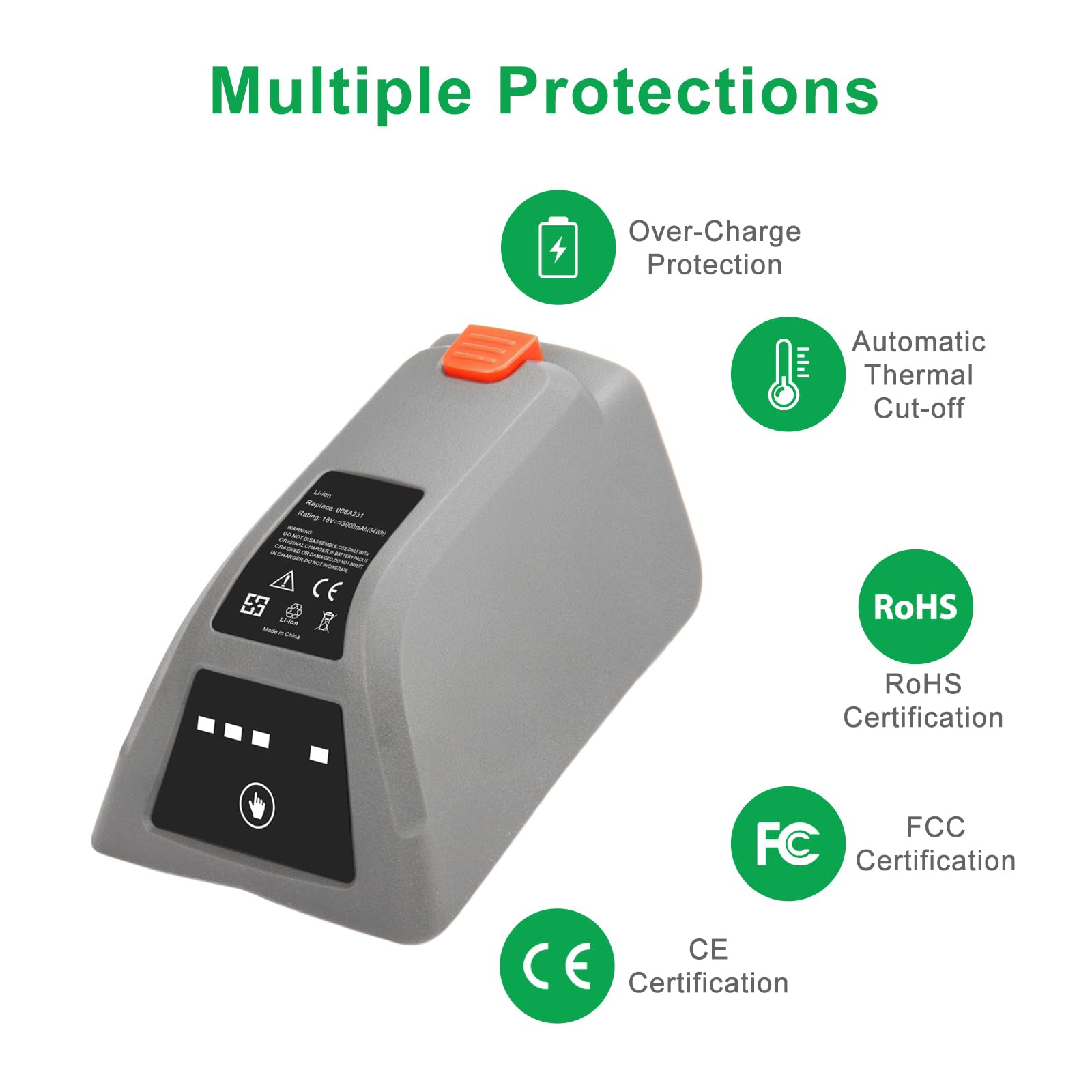 18 V 3000 mAh Li-Ion Akku für Gardena 8025-20 Ersatz für Gardena 008A231 Schlauchbox Comfort Wandmontage 35 automatische Li-elektrische Schlauchtrommel Wand-Schlauchbox 35 Roll-up