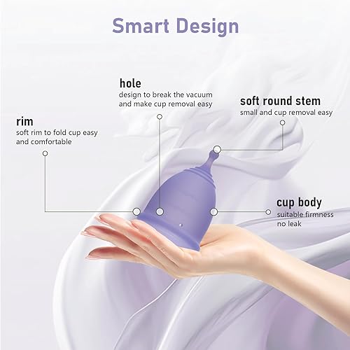 Miniatura 3 de Stunncup Copa menstrual suave  Copa menstrual reutilizable de silicona de grado médico  sin BPA, cómoda copa menstrual flexible para uso durante 12
