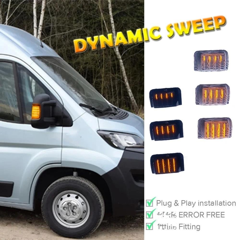 Feux latéraux Clignotants Latéraux Dynamiques Ambre Pour Fiat Pour Ducato 2006 – 2012 2013 2014 2015 2016 2017 2018 2019 Style De Voiture Clignotant Latéral(A)
