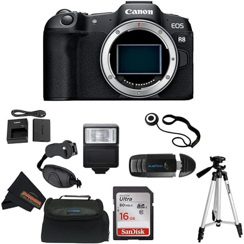Canon EOS R8 Full-Frame Mirrorless Camera (Renewed) (Body Only + Professional Accessories Bundle)