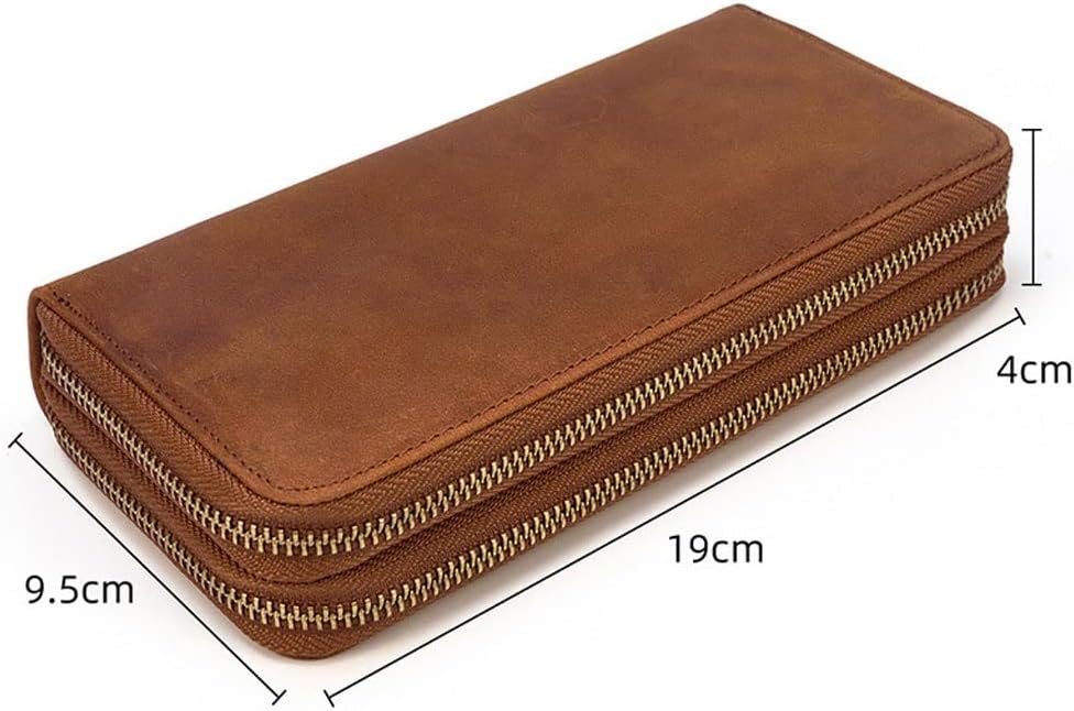 Men's Double Zipper Wallet Long Men's Mobile Phone Bag Bag Business Wristband Wallet (Color : A Size : One Size)