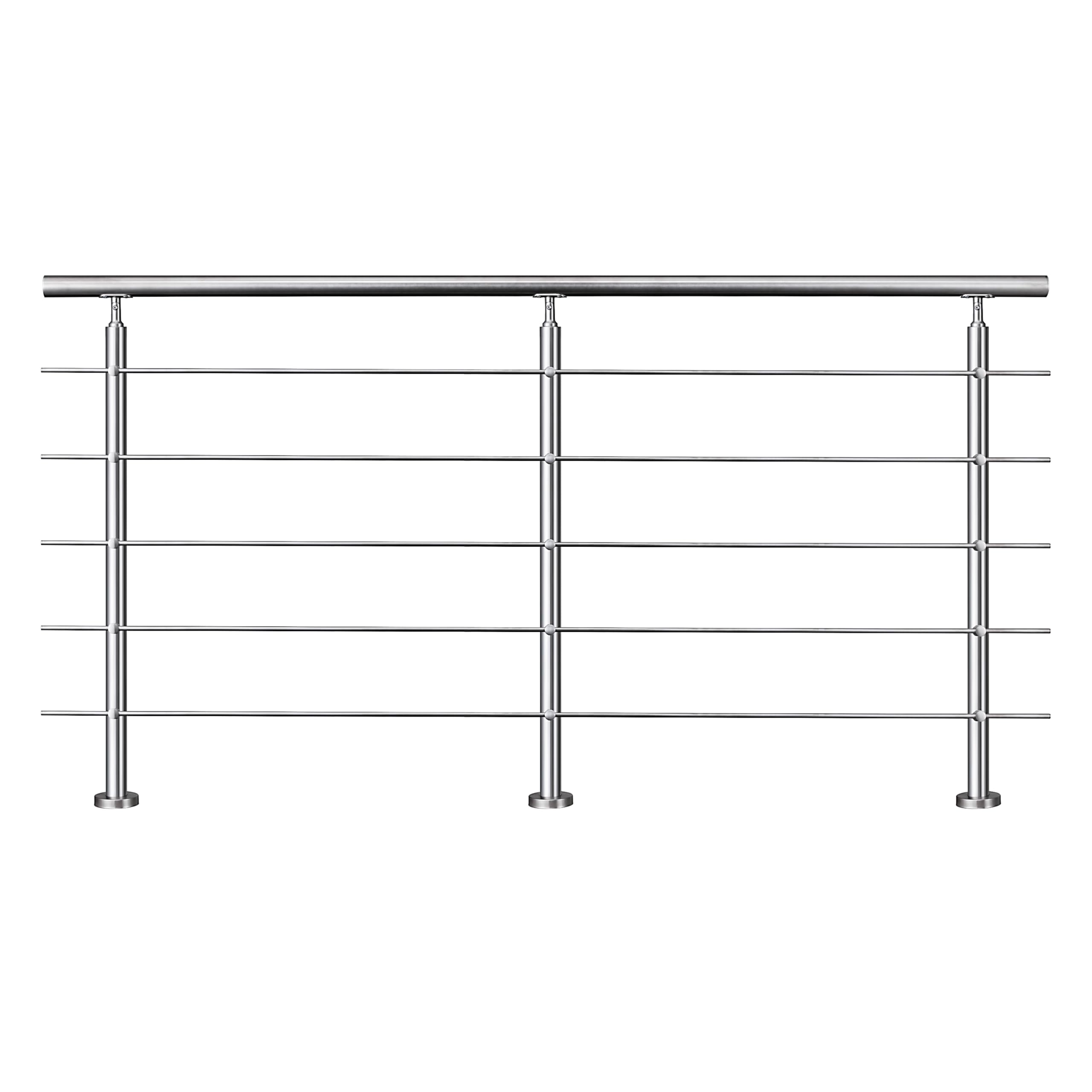 SKYBATHROOM 200x106cm Stair Handrail, 304 Stainless Steel 42.4 mm Diameter, Step Banister Hand Rail, Balustrade Railing for Indoor & Outdoor Stairs