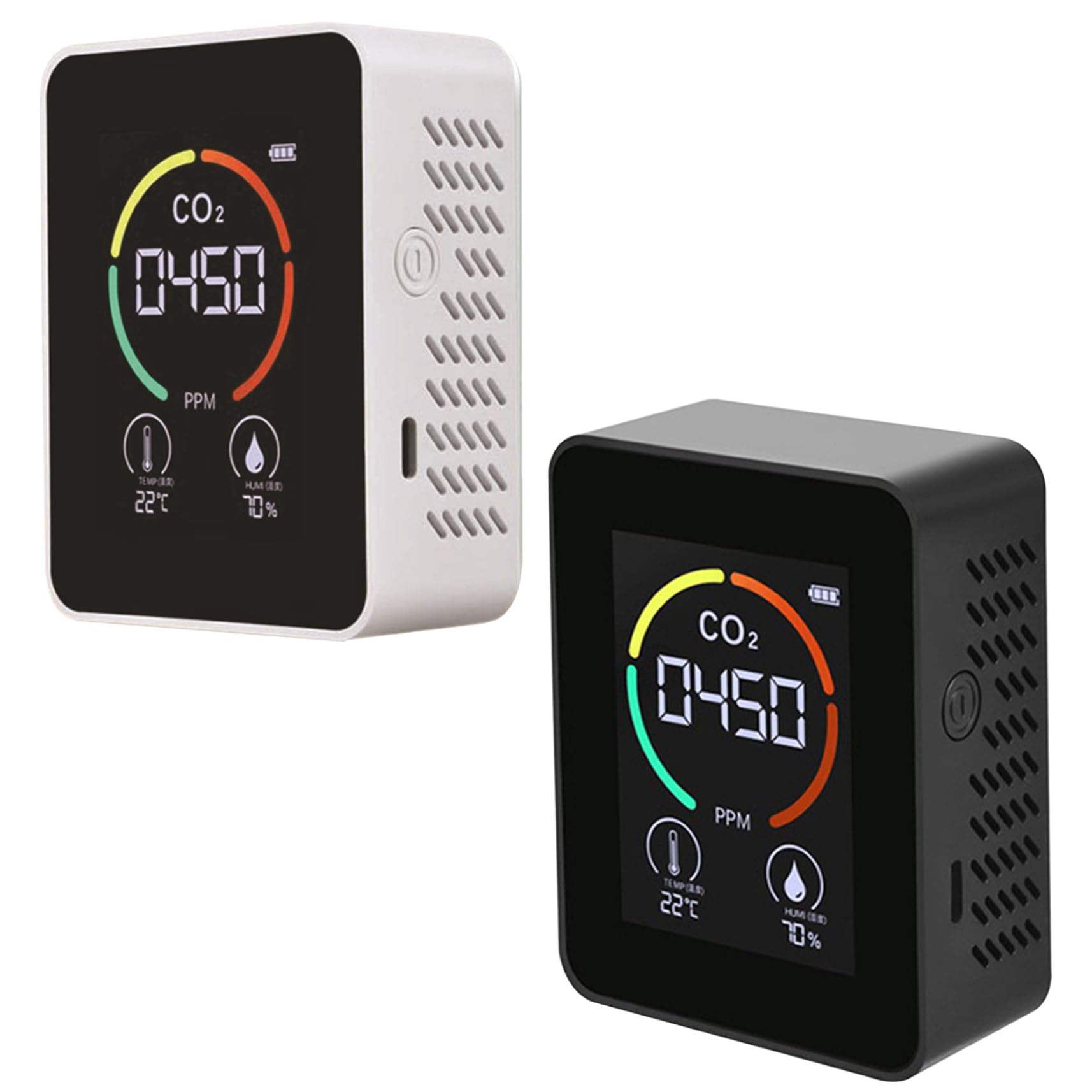 Detector de CO2, 3 en 1 con LCD Que Muestra un Monitor de Calidad del Aire portátil Muestra la Temperatura Ambiente y la Humedad para Las Carpas de Cultivo de Casas rodantes, 400-5000ppm Negro
