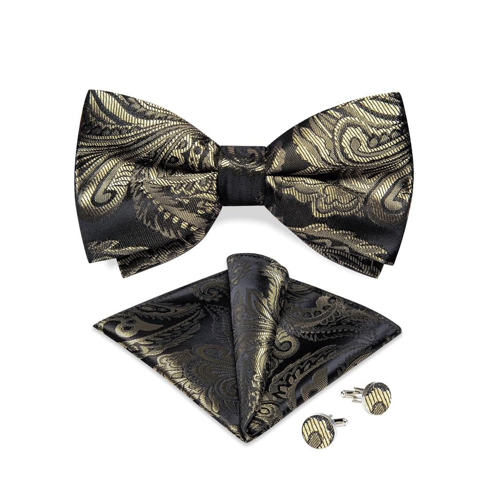 JFDBGU Pre-tied Bow Ties Adjustable Paisley Bowtie Shirt Decor Wedding Business Party Knots Men Cufflink