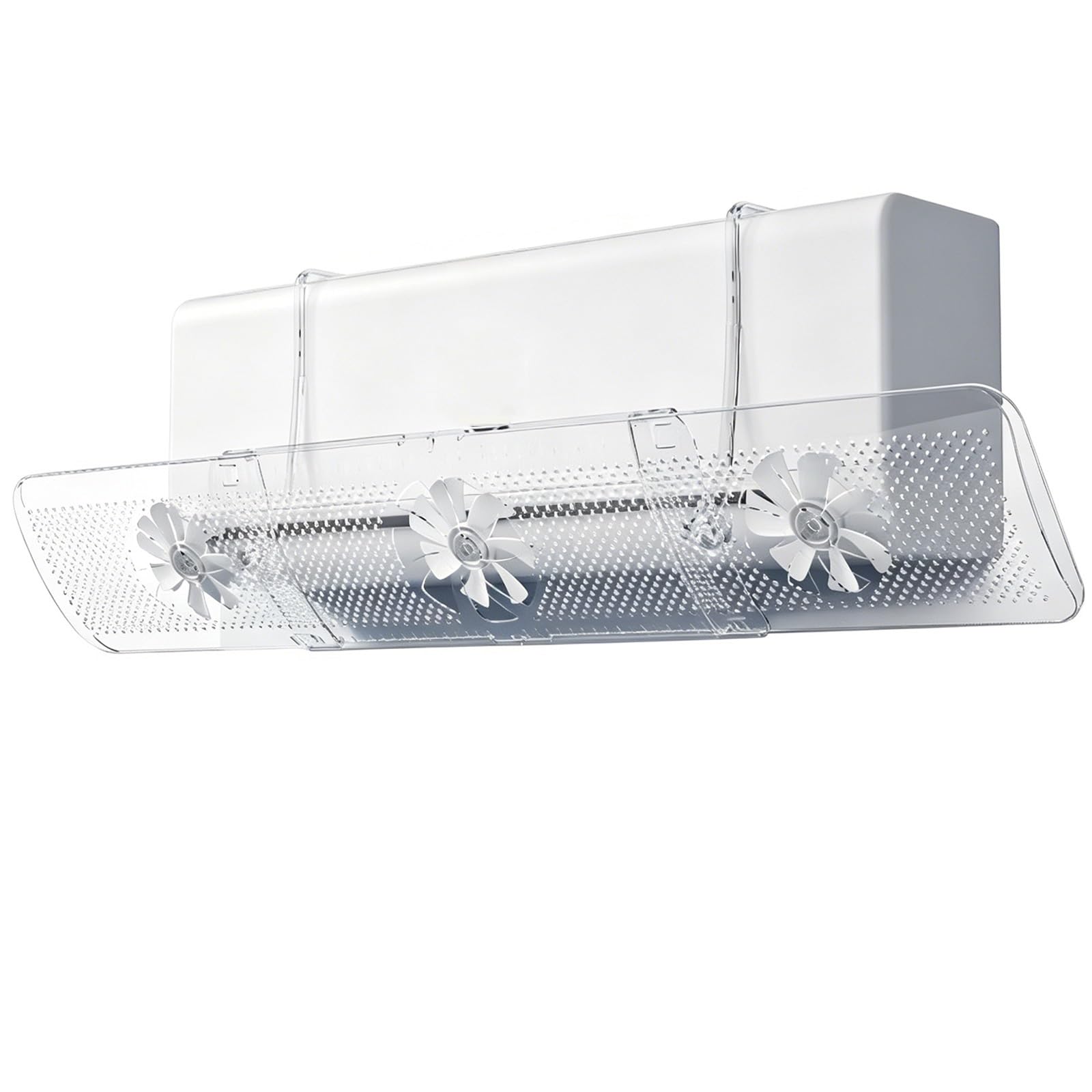 Deflettore Climatizzatore con 3 Ventole, Barriera Condizionatore Regolabile 52-86cm, Rotazione 180°, Anti Getto Diretto