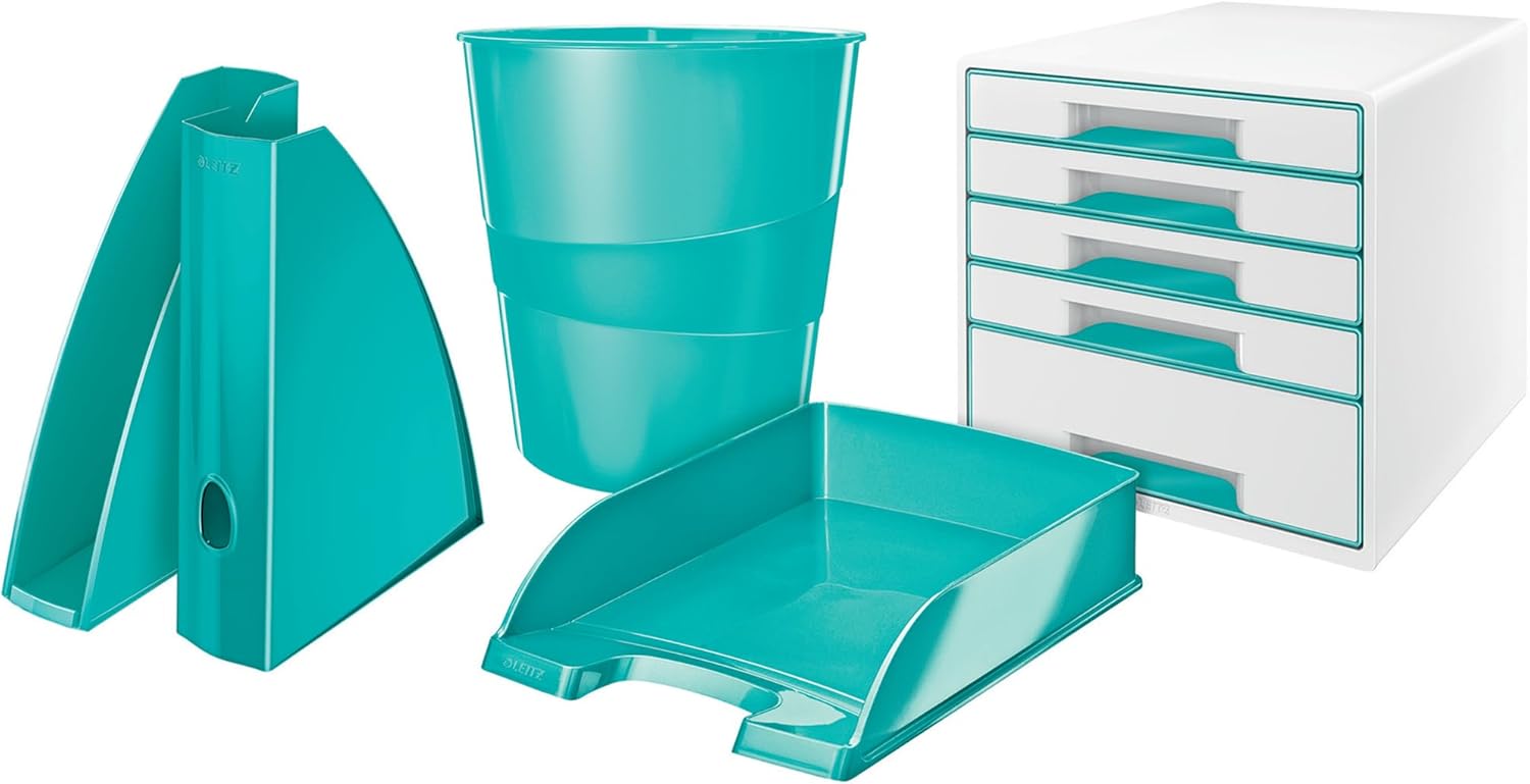 Leitz 15 Litre Waste Bin, Plastic, Wow Range, Metallic Ice Blue