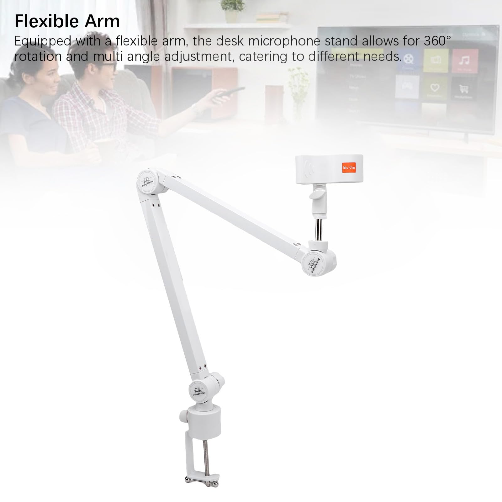 Asixxsix Supporto per Microfono, Braccio per Microfono Regolabile a 360 Gradi con Morsetto di Montaggio per Microfoni da 32 a 60 Mm