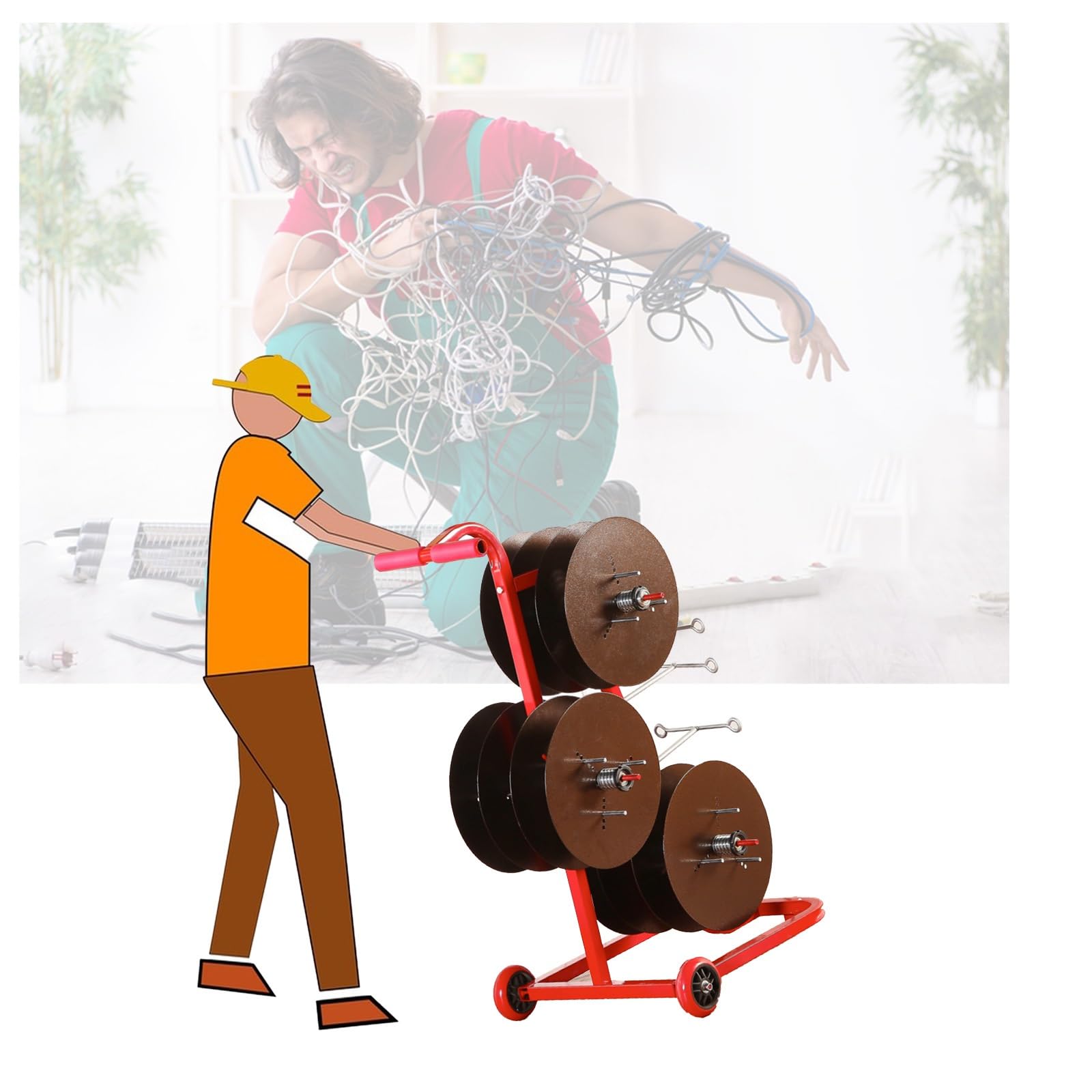 WDSOPK Adjustable Cable Spool Dispenser with Independent Bearing for Industrial Wire Storage and Organization