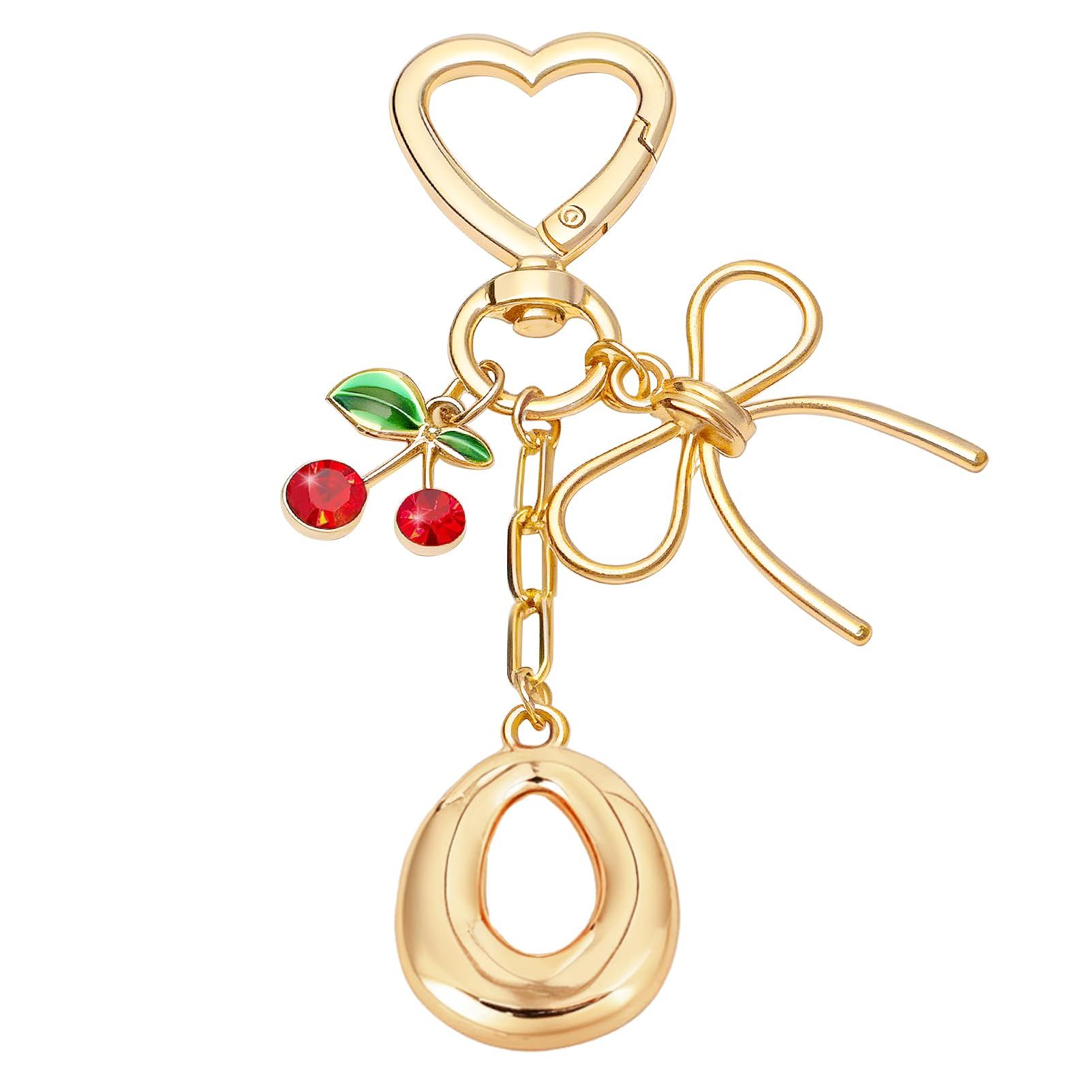 Snylcce A to Z Cherry Heart Keychain, Personalized Initial Letter Keyring with Cute Cherry and Heart Design for Women, Kawaii Key Chain for Purse Bag Decor, Wedding Party Favor Gifts