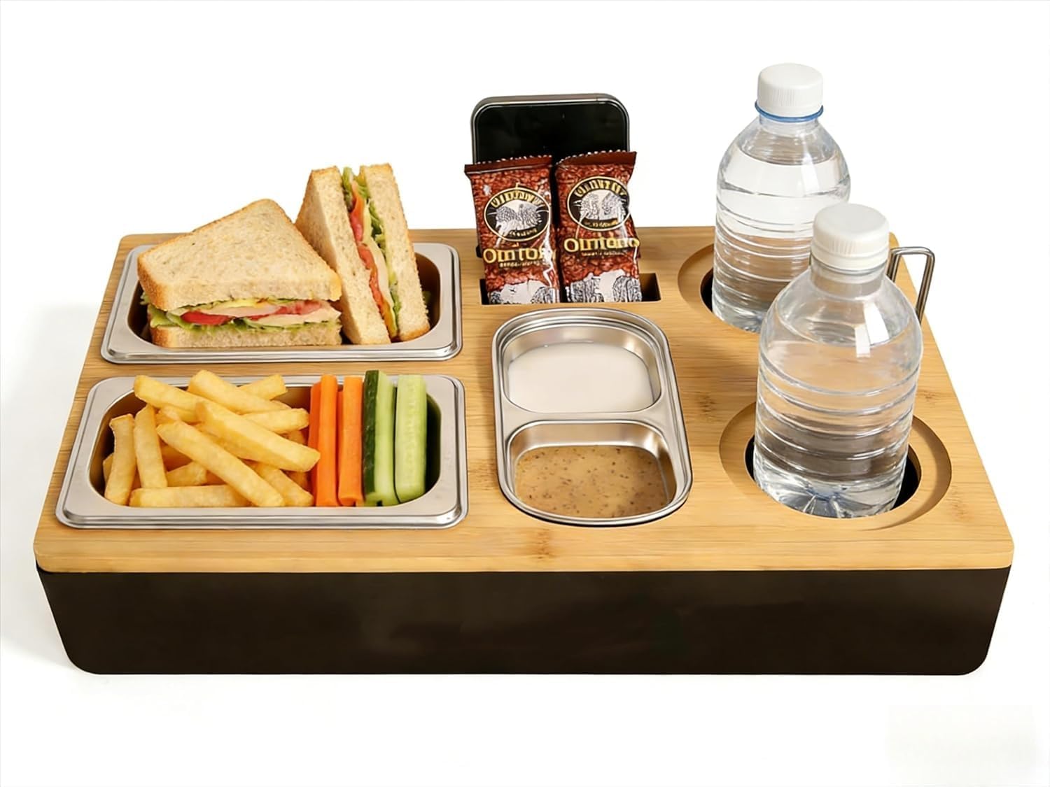 Couchbar Couch Butler, Multifunctional Sofa Snack Tray Bar, Double Movie Companion Snack Box Plate for Couch Living Room