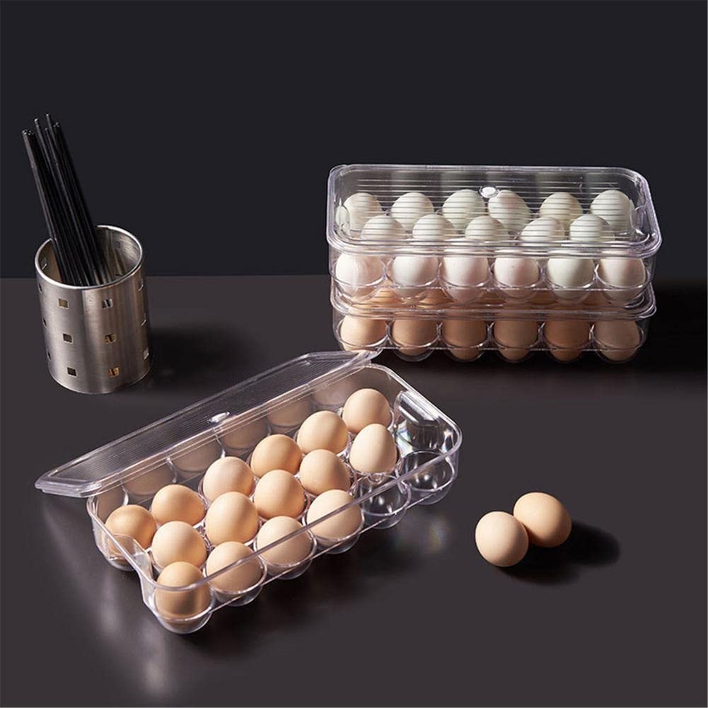 Caja de almacenamiento transparente apilable para huevos con tapa ventilada y transpirable para colocar el refrigerador