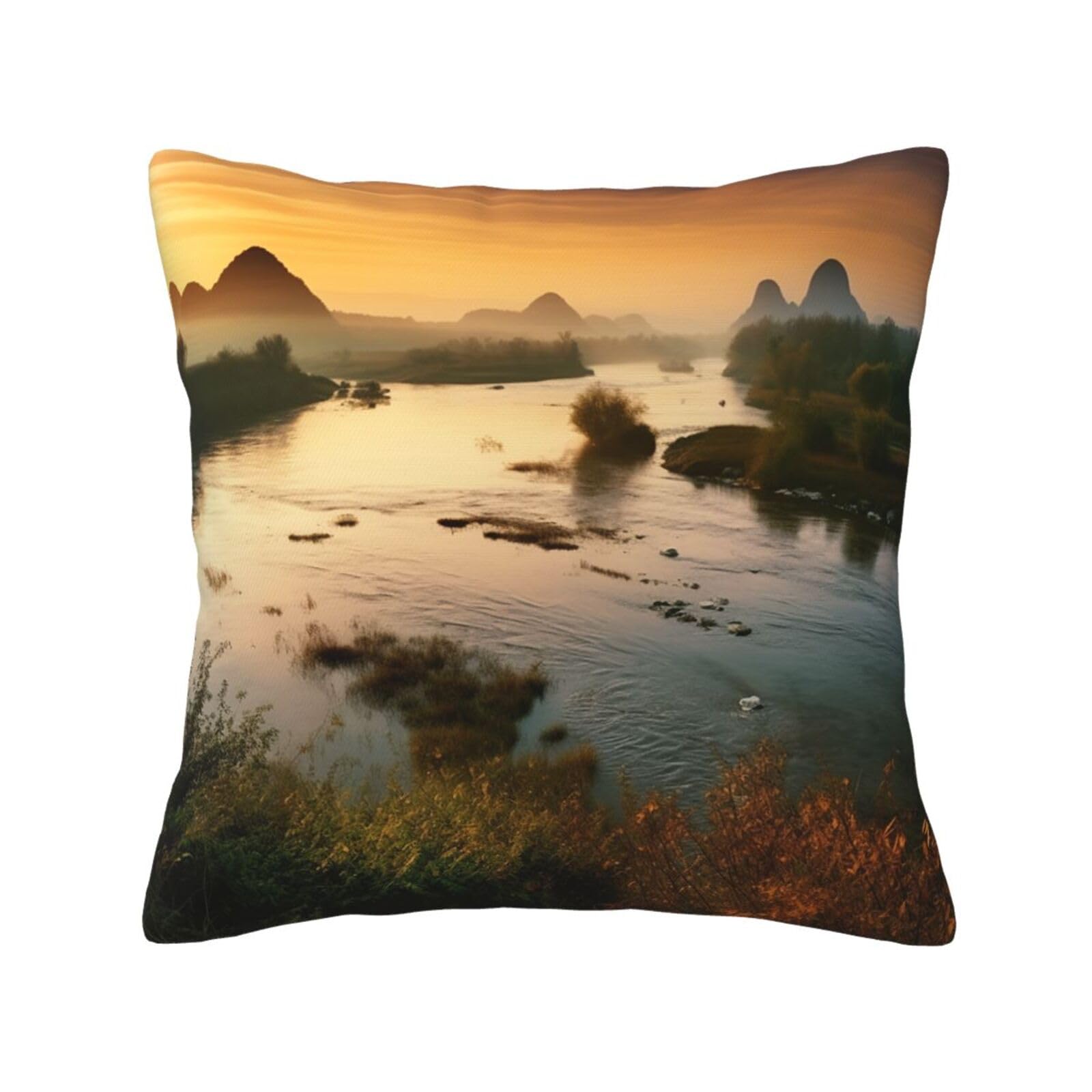 FodPand Landscapes with The Rivers Throw Pillow Covers 16"X16" Super Soft Cozy Pillows Case Morden Decorative Cushion Cover for Sofa Couch Bed Home Decor