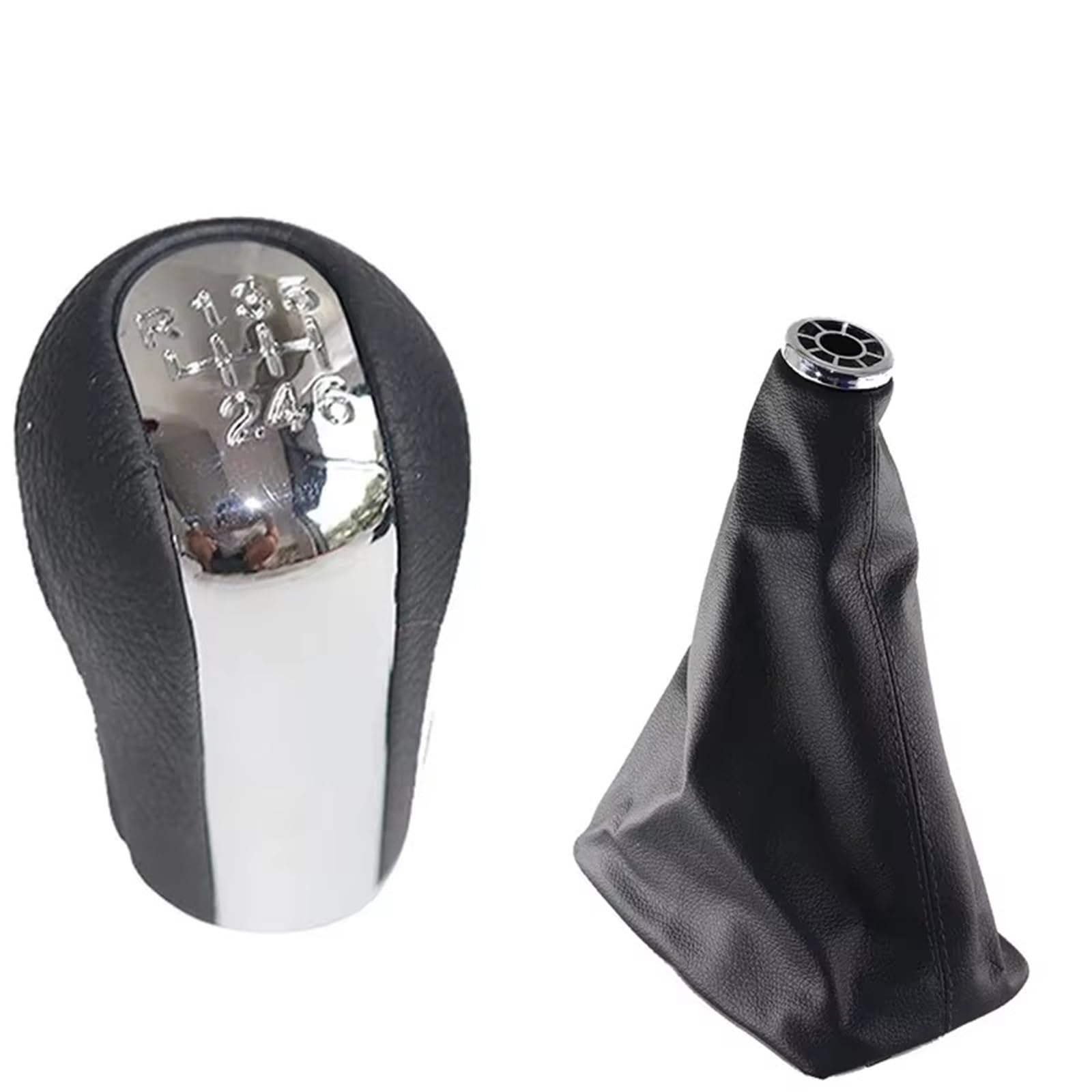 Cpddngzmkk 6 Speed Set Gear Shift Knob Lever 5/6 Speed Chrome & Leather Manual Gear Shift Knob Shifter Lever Handle Stick For Corolla Estate (_E12_) (2001-2007)