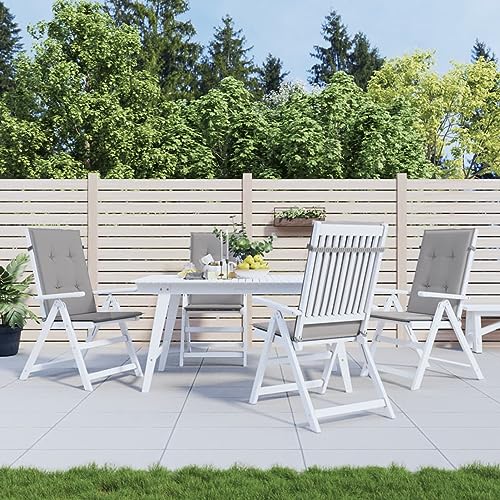 LAPOOH Cojín Silla de jardín Respaldo Alto 4 uds Tela Gris 120x50x3 cm, Cojines para Butacas De Jardin, Cojines Sillas Cocina, Cojines para Sillas De Terraza, Cojin Silla Exterior