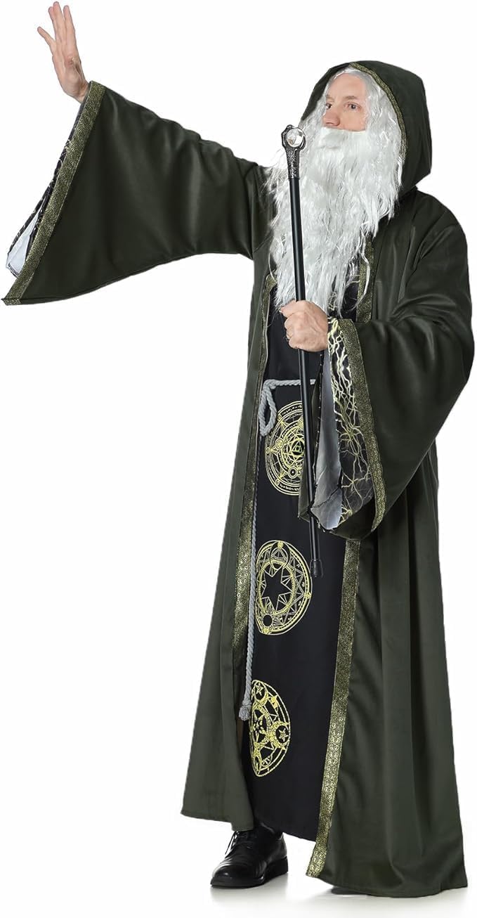 LMYOVE Mens Wizard Robe Costume Renaissance Faire Costume Men Full Length Velvet Cloak with Hood