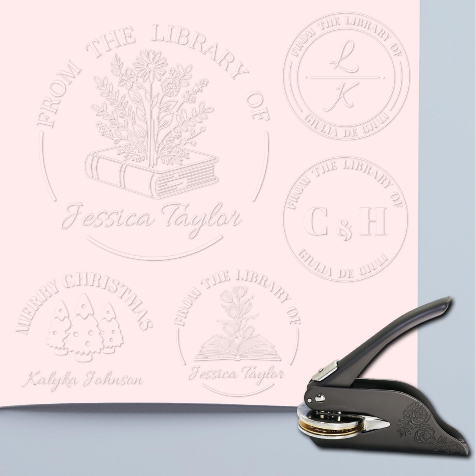 HDSD Personalized Book Embosser & Custom Self Ink Stamp with Logo& Text Idea Gift for Readers Students Book Lovers