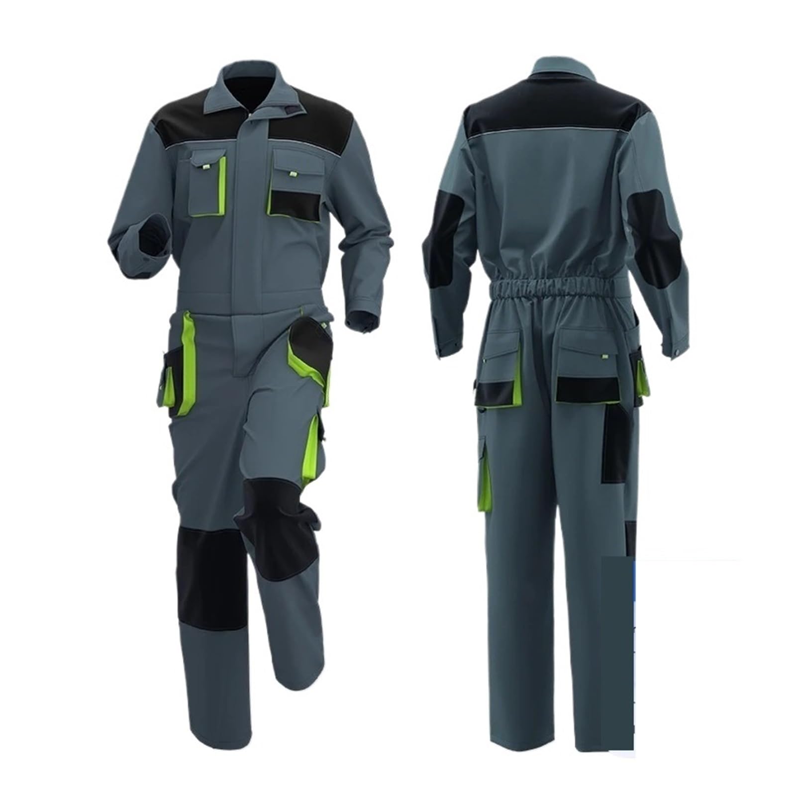 Tute da lavoro Uomo Abbigliamento Edilizia Multi tasche funzionale Divise officina Tuta per Officine e Magazzini Meccanici(Green grey,195)