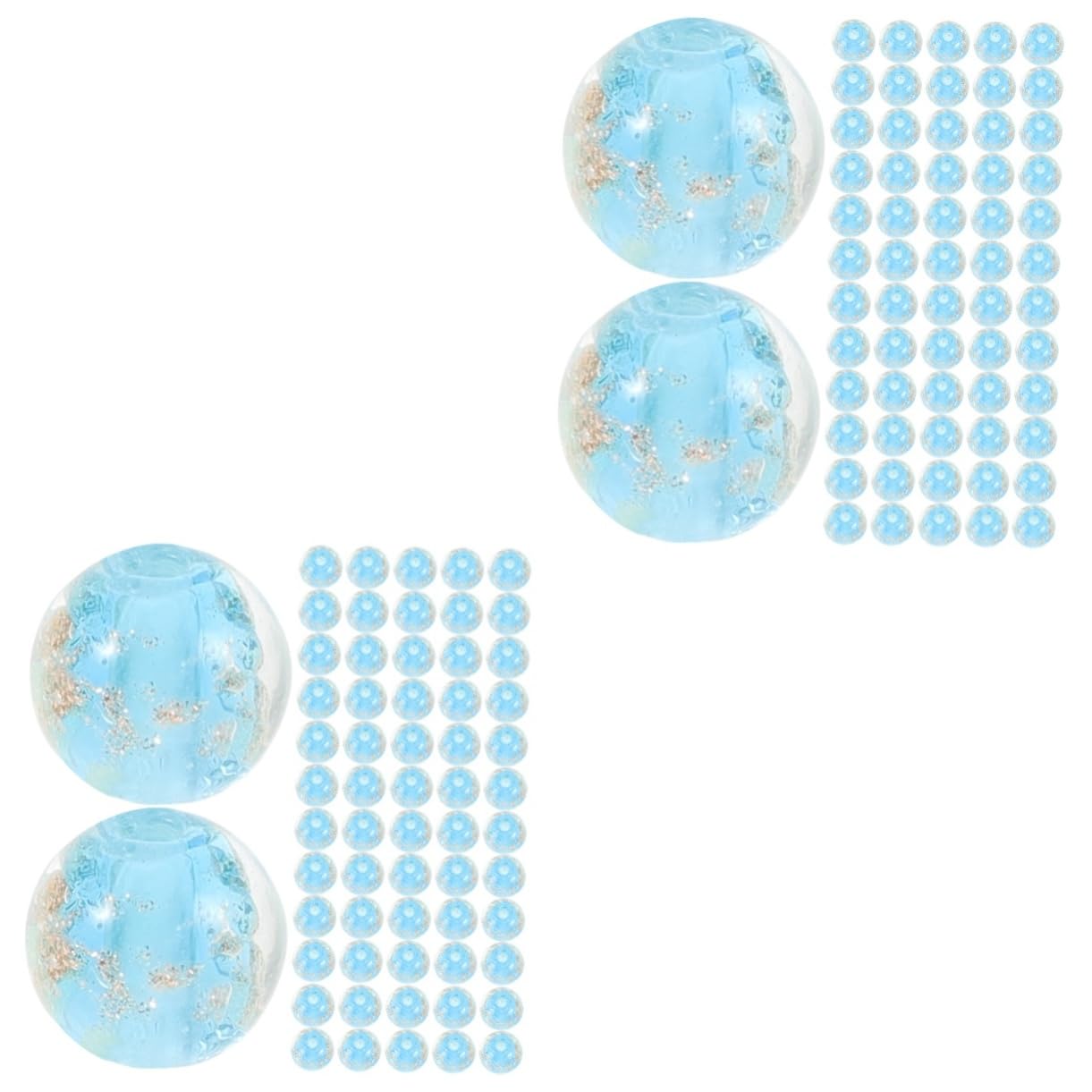 Tofficu 2 Juegos Cuentas Espaciadoras De Color Azul Cuentas De Vidrio Para Hacer Collares Cuentas De Bricolaje Tubo 100 Uds * 2