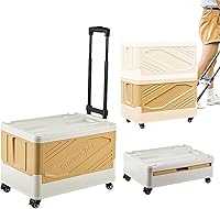 XCBYT Collapsible Rolling Storage Cart with Wheels - Heavy-Duty Foldable Bin, 300lbs Capacity, 50L for Closet, Teachers, Shopping