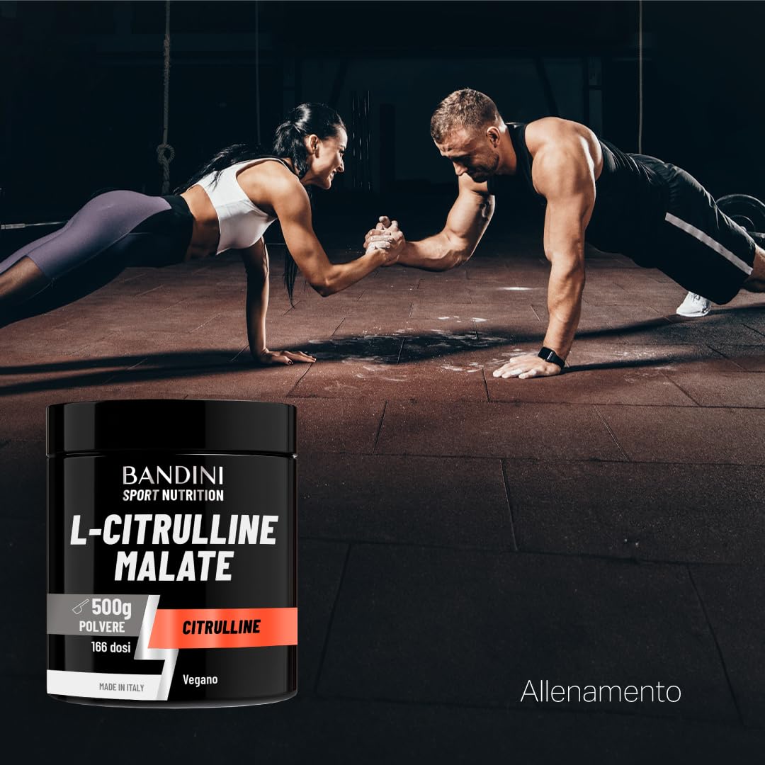 Bandini® L-Citrulline Malate Polvere 500 grammi, 3 grammi di L Citrulline Malat per Dose, Citrullina Malato 2:1 Polvere Insapore, Fermentazione Vegetale, Altamente dosata, Vegan, Booster Pre Workout