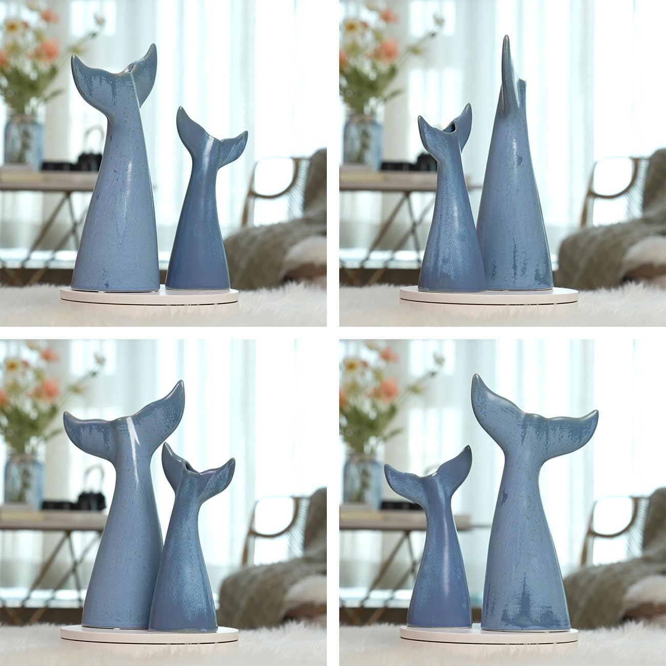 SEINHIJO Ceramic Flower Vase Modern Decor Sculpture Ocean Figurine Statue Table Centerpiece Art for Home Office Gift 8.3 Inch