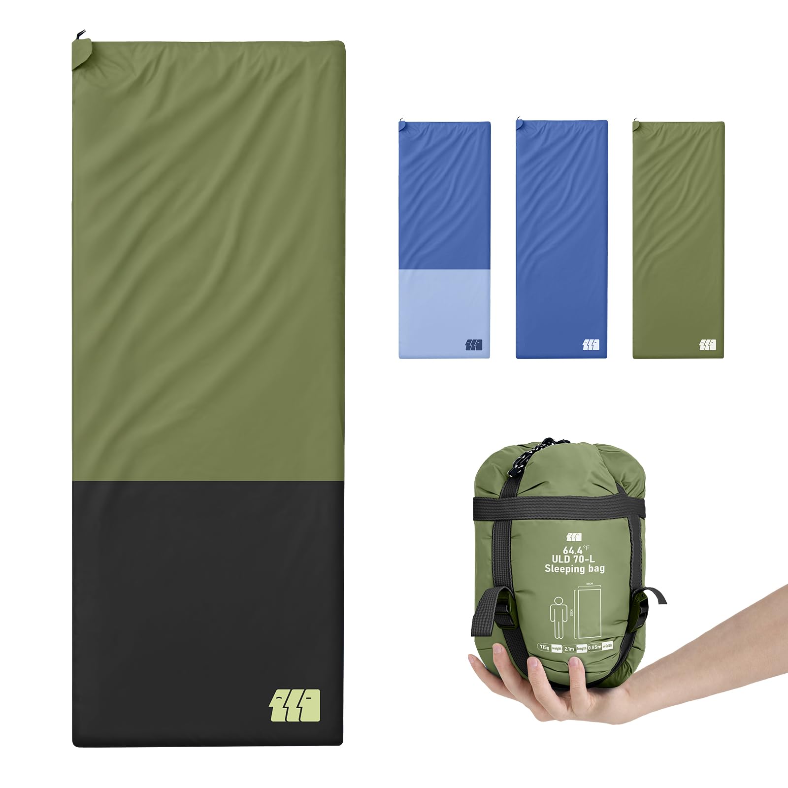 Ultralight Warm Weather Sleeping Bag - Portable, Waterproof, Compact Lightweight, Comfort with Compression Sack - Great for Outdoor Camping, Backpacking & Hiking