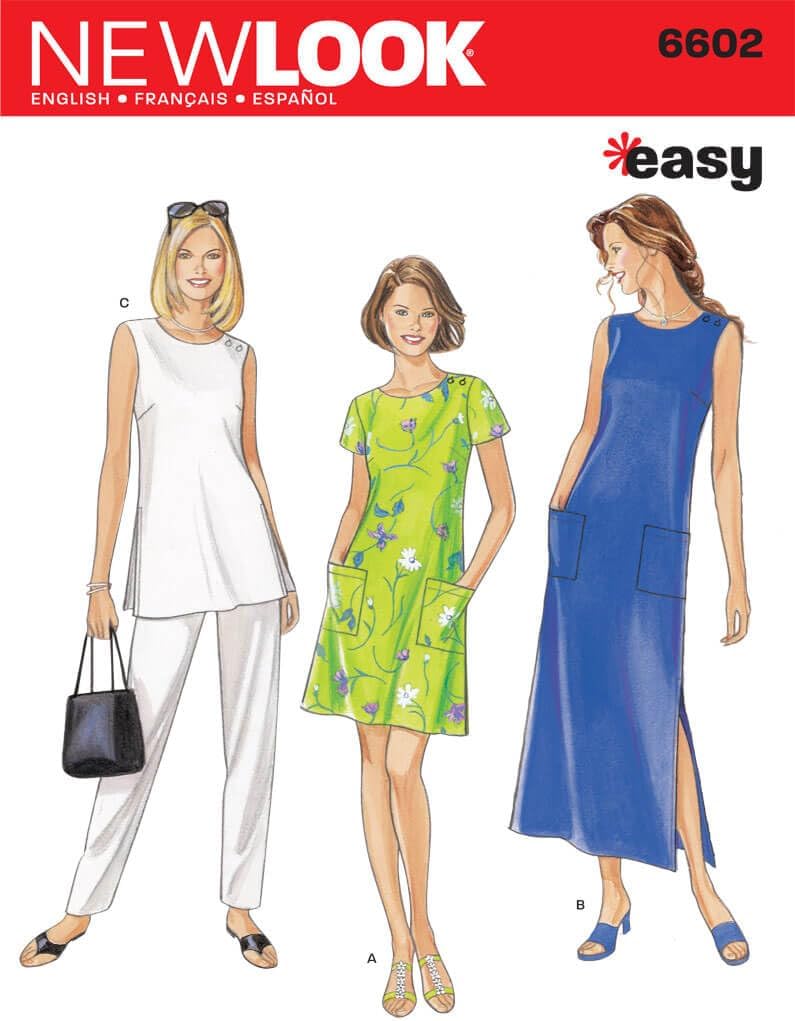 New Look Sewing Pattern 6602 Misses Dresses, Size A (S-M-L-XL-XXL)