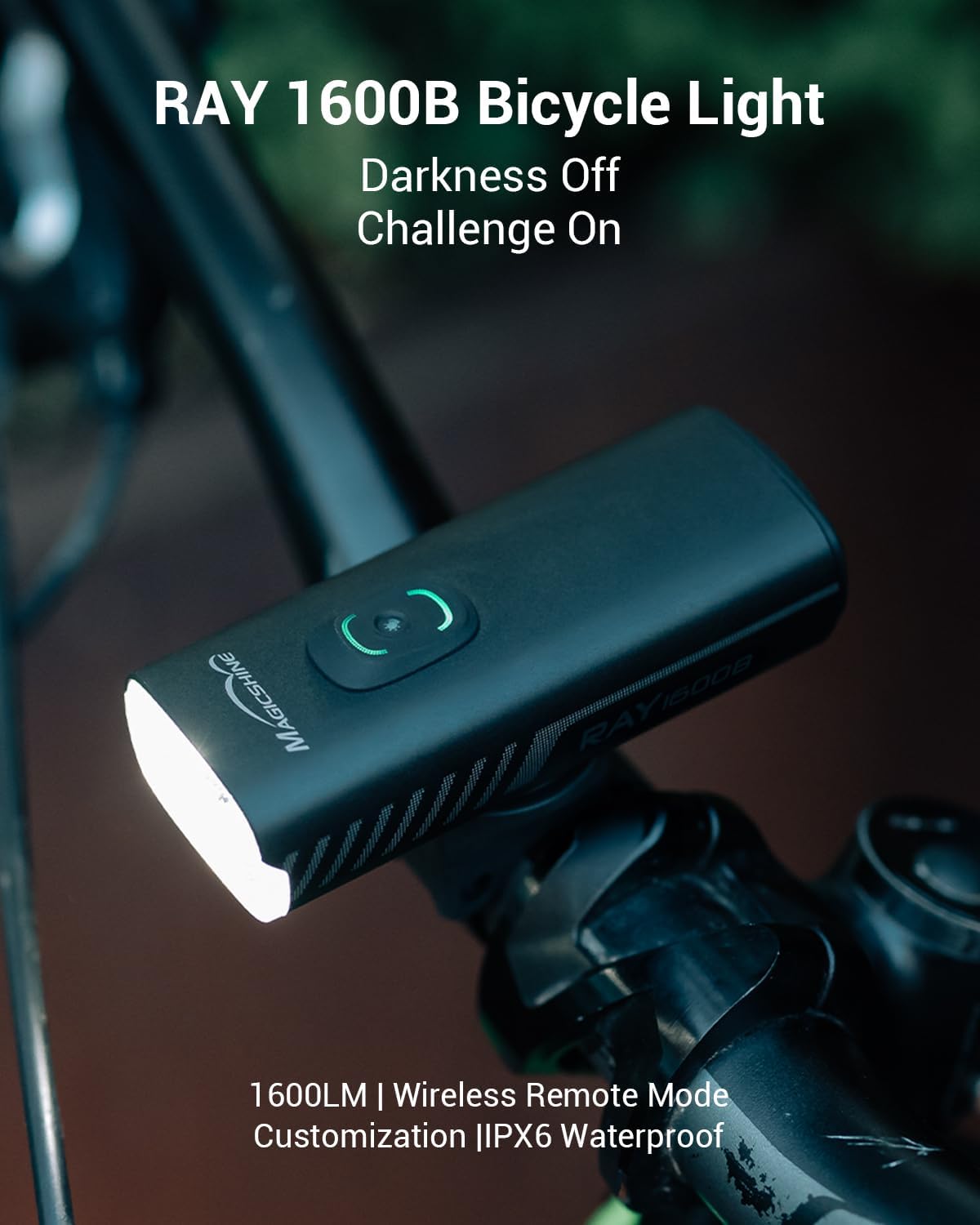 MagicShine Bicycle Light RAY 1600B/RAY 2600B,USB-C Fast Charging IPX6 Waterproof,Equipped with Two High-Power LEDs Bike Headlight
