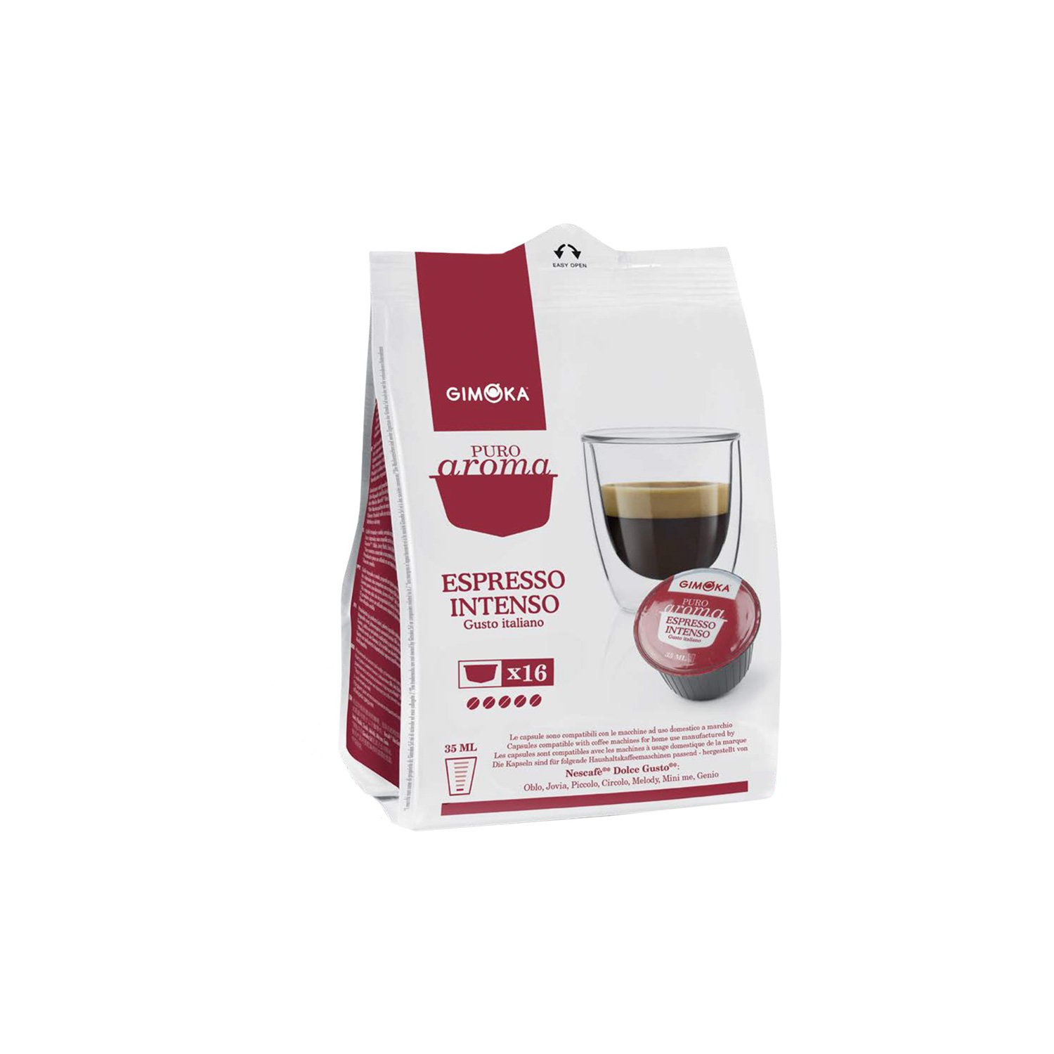 Gimoka Puro Aroma Espresso Intenso, Gusto Italiano, Café, Cápsulas de Café Nescafé Dolce Gusto Compatible, Rojo, 160 Cápsulas