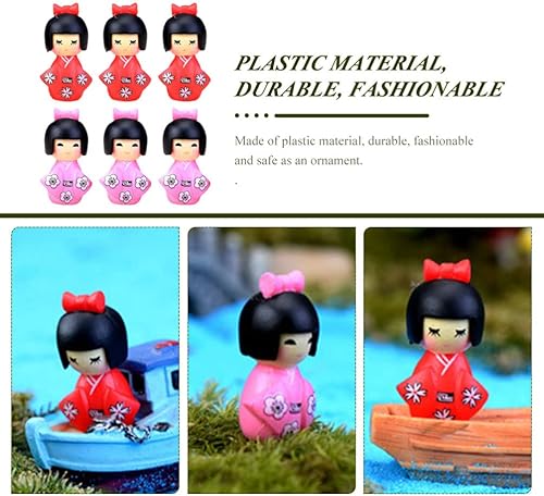 Miniatura 7 de NOLITOY 10pcs Japanese Kimono Dolls Miniatura Ornamento para Micro-Paisaje Decoración del Hogar