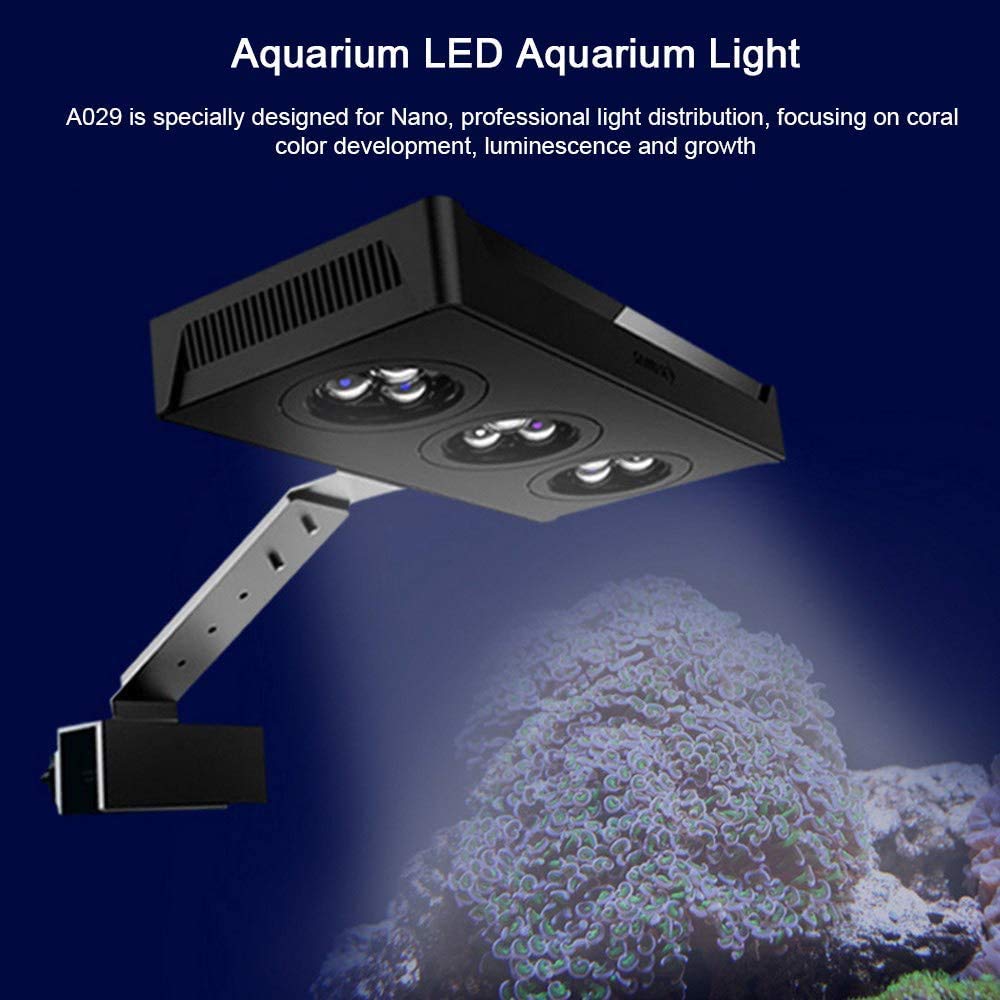 GZD Luz de Acuario LED, iluminación de Agua Salada 30W, 10 Niveles de atenuación de Nivel, para el Acuario de Arrecife de Coral de Agua Salada