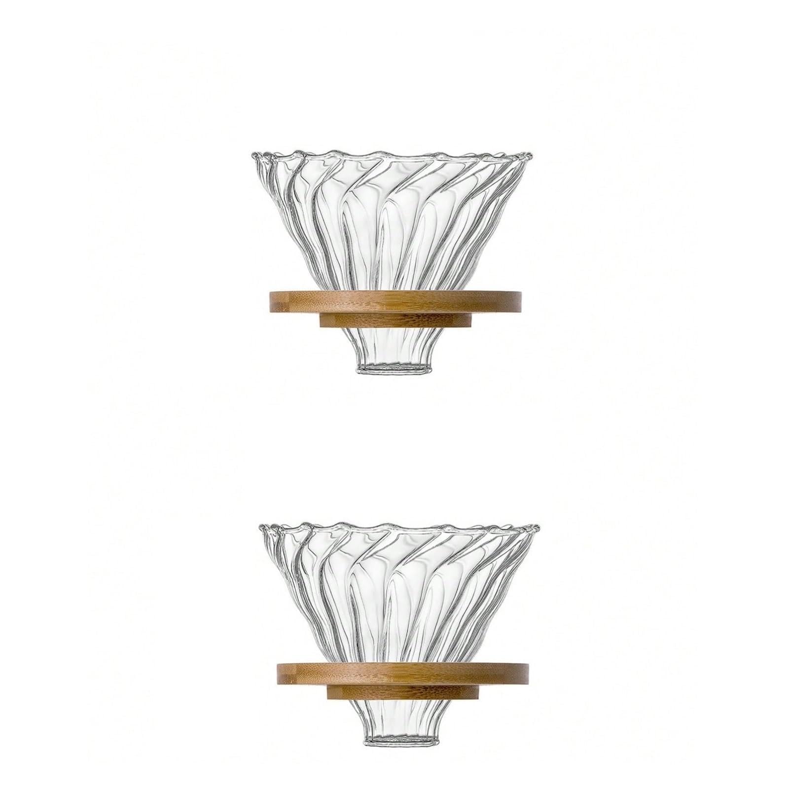 Genérico 1 filtro de goteo café vidrio, cono for verter con soporte Bambú(Small)
